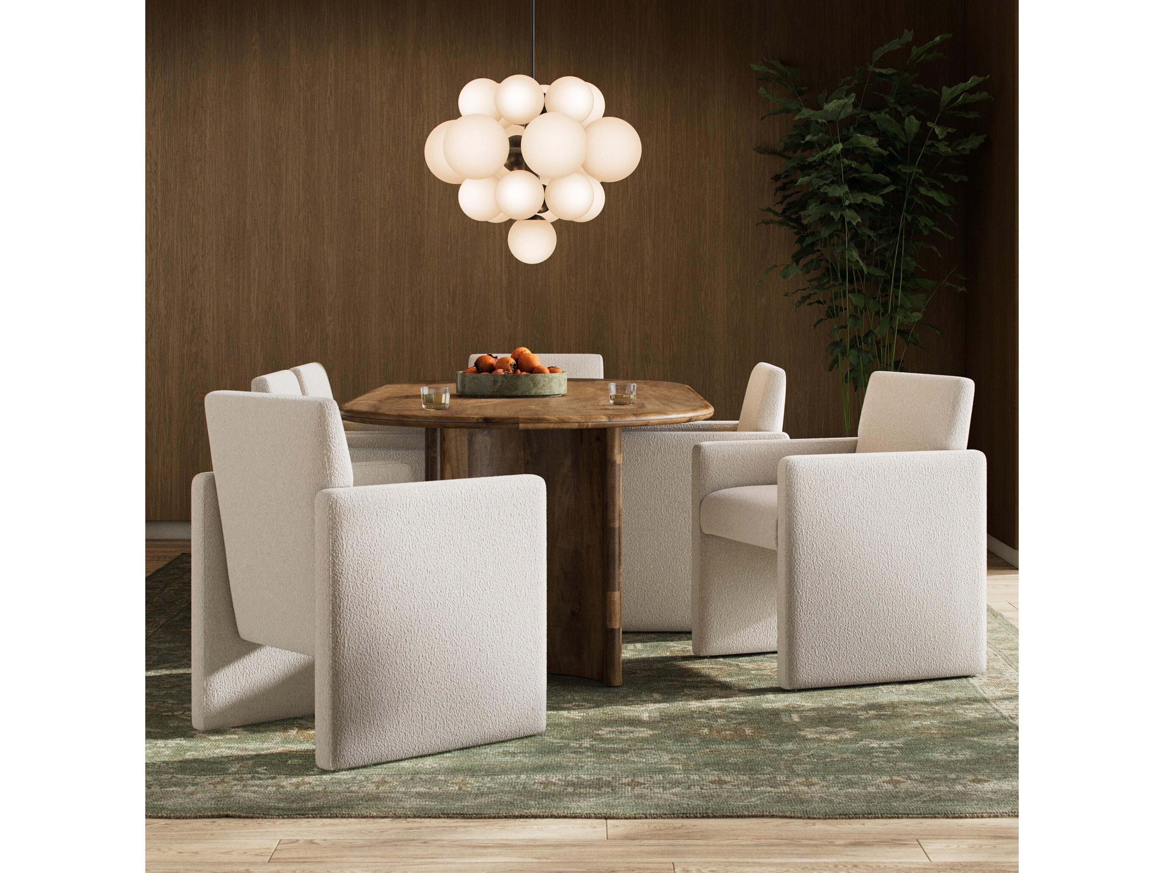 Luxecor Globetrotter Kima White Upholstered Arm Dining Chair