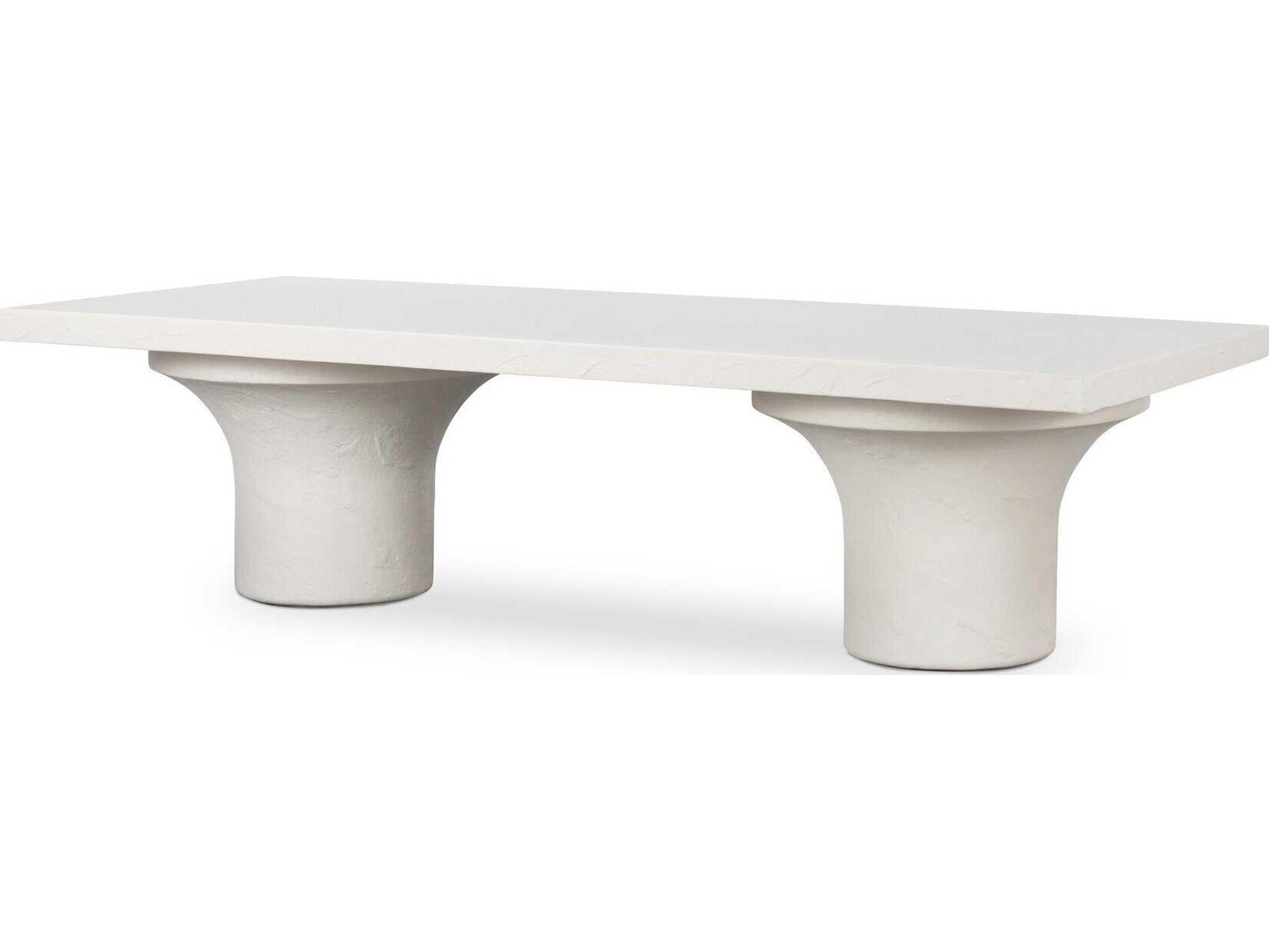 Four Hands Constantine Parra Rectangular Plaster Molded Concrete White Coffee Table