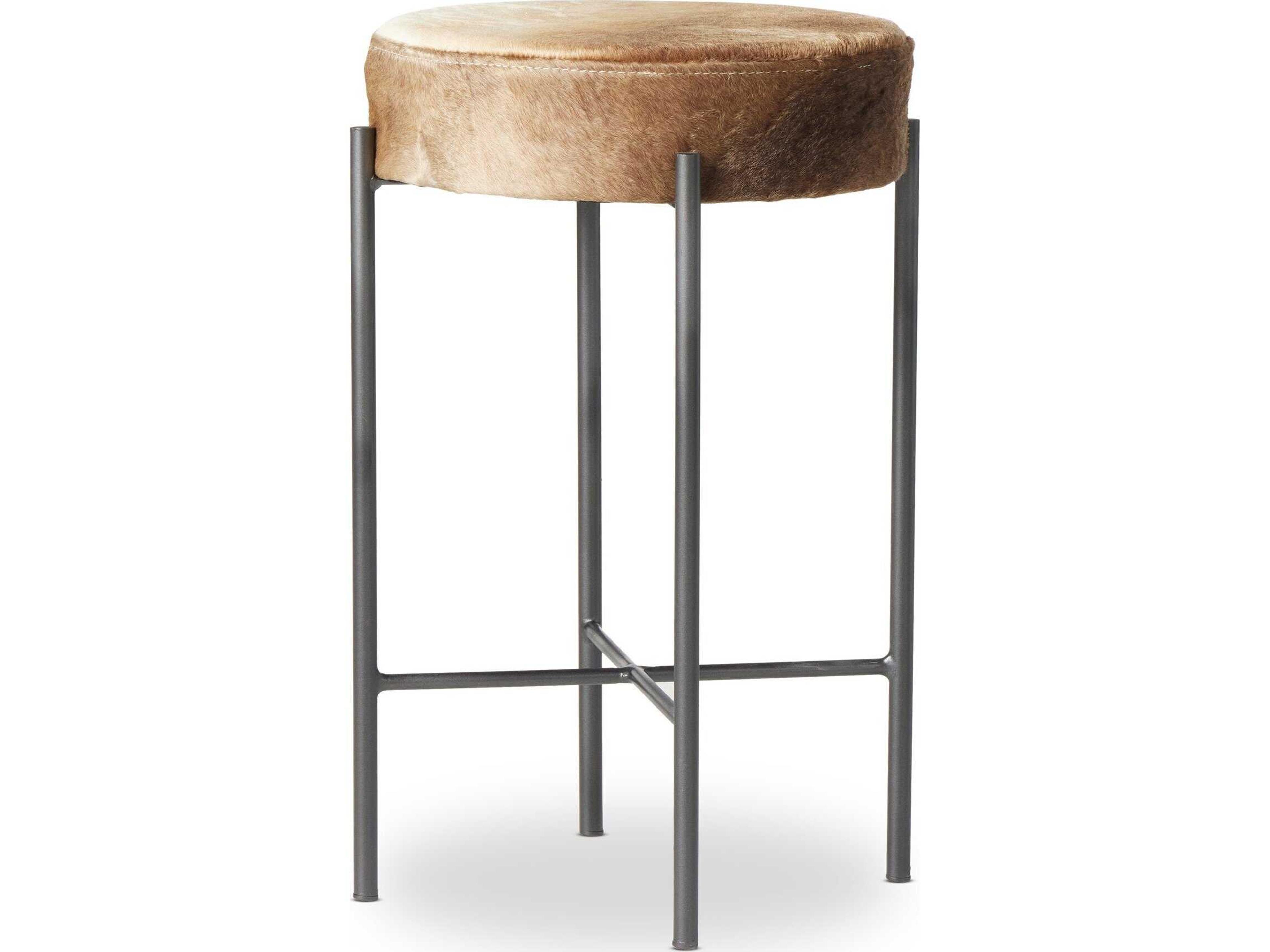 Four Hands Sevilla Nocona Fur Gunmetal Speckled Hide Counter Stool