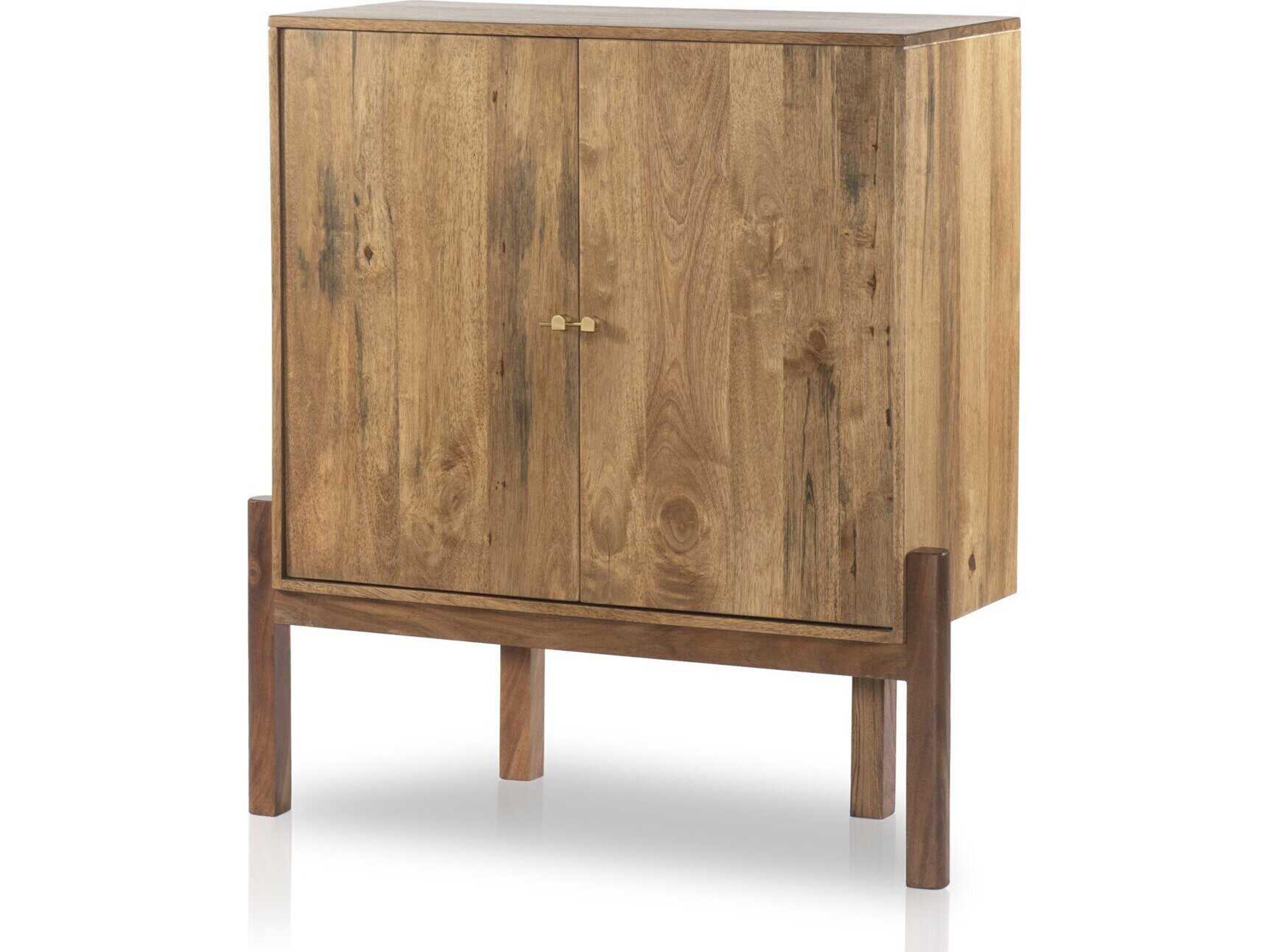 Four Hands Merritt Brown Acacia Wood Bar Cabinet