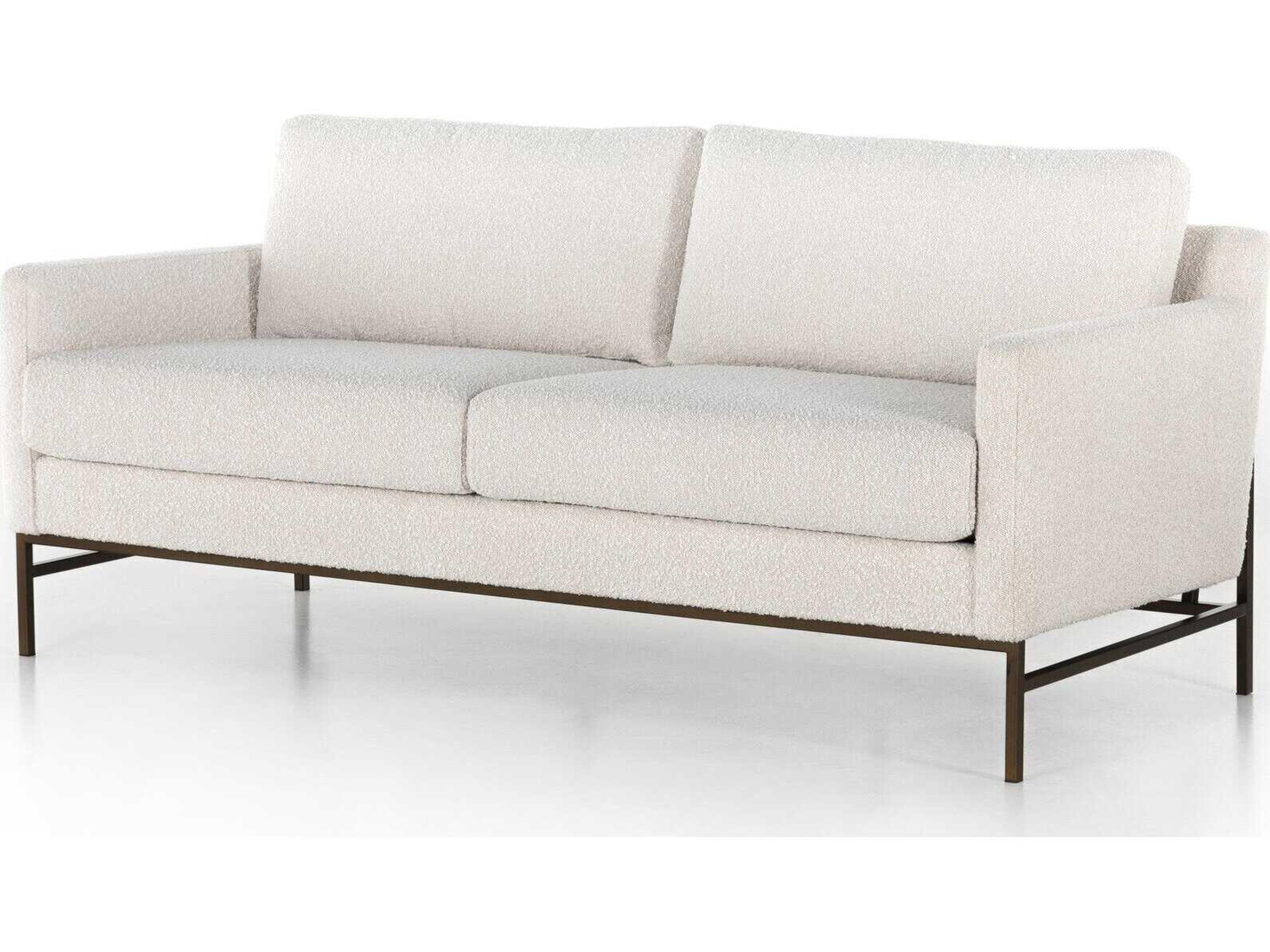 Four Hands Grayson Vanna Aged Bronze Knoll Natural Beige Upholstered Loveseat