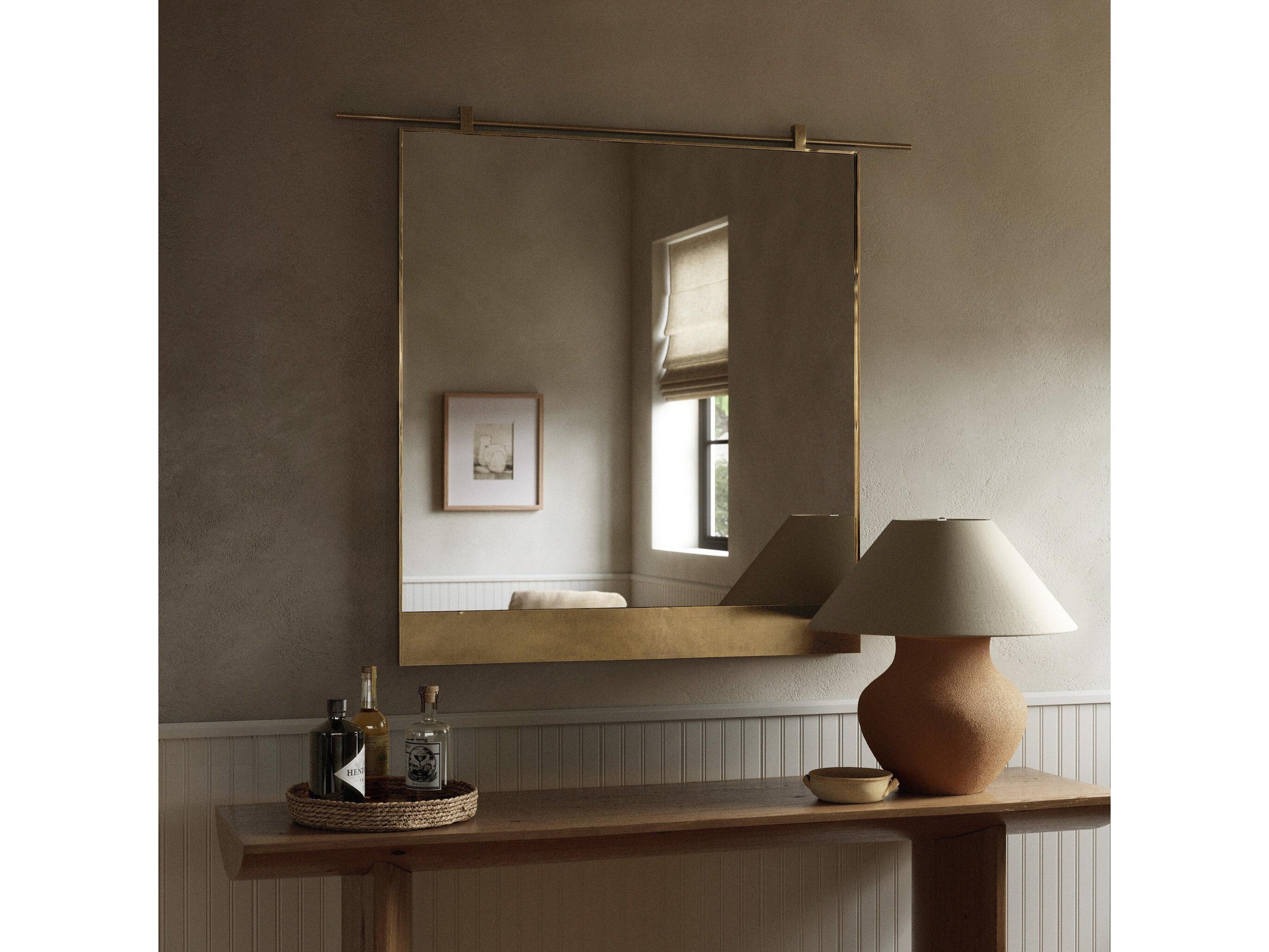 Four Hands Hutton Chico Antique Brass Rectangular Small Mirror