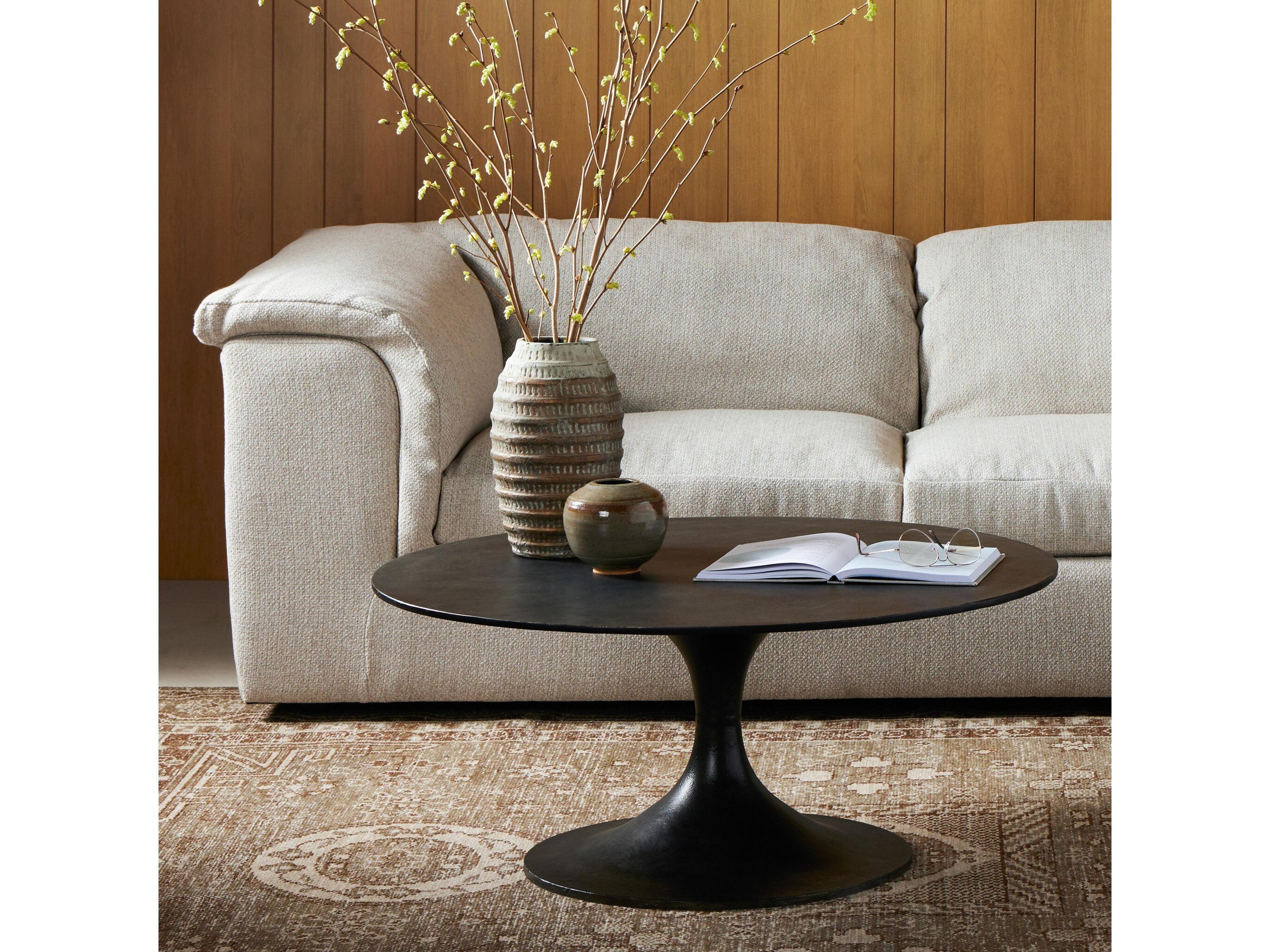 Four Hands Marlow Simone Raw Black Round Coffee Table