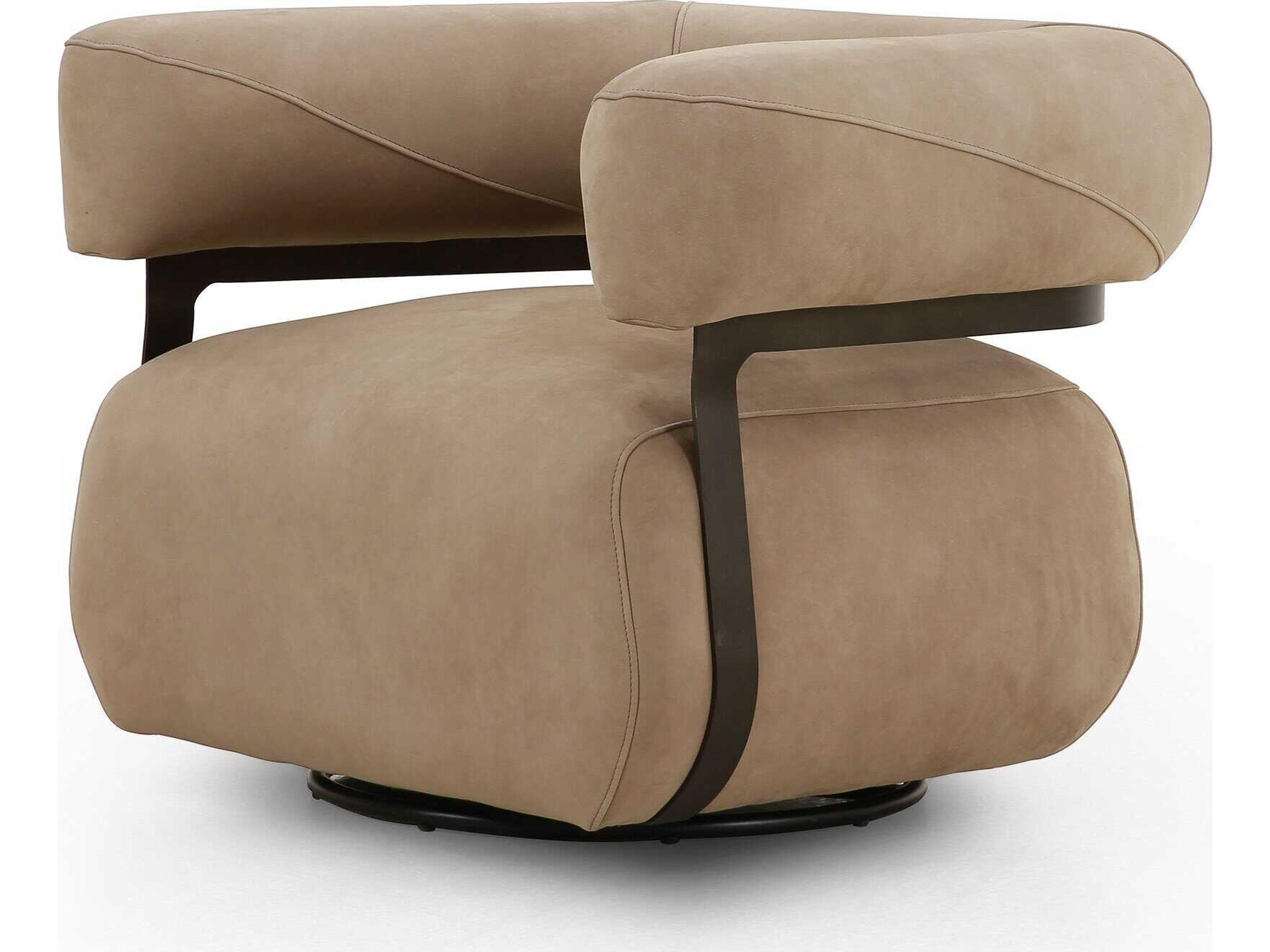 Four Hands Bina Gareth Nubuck Silver  Swivel Chair