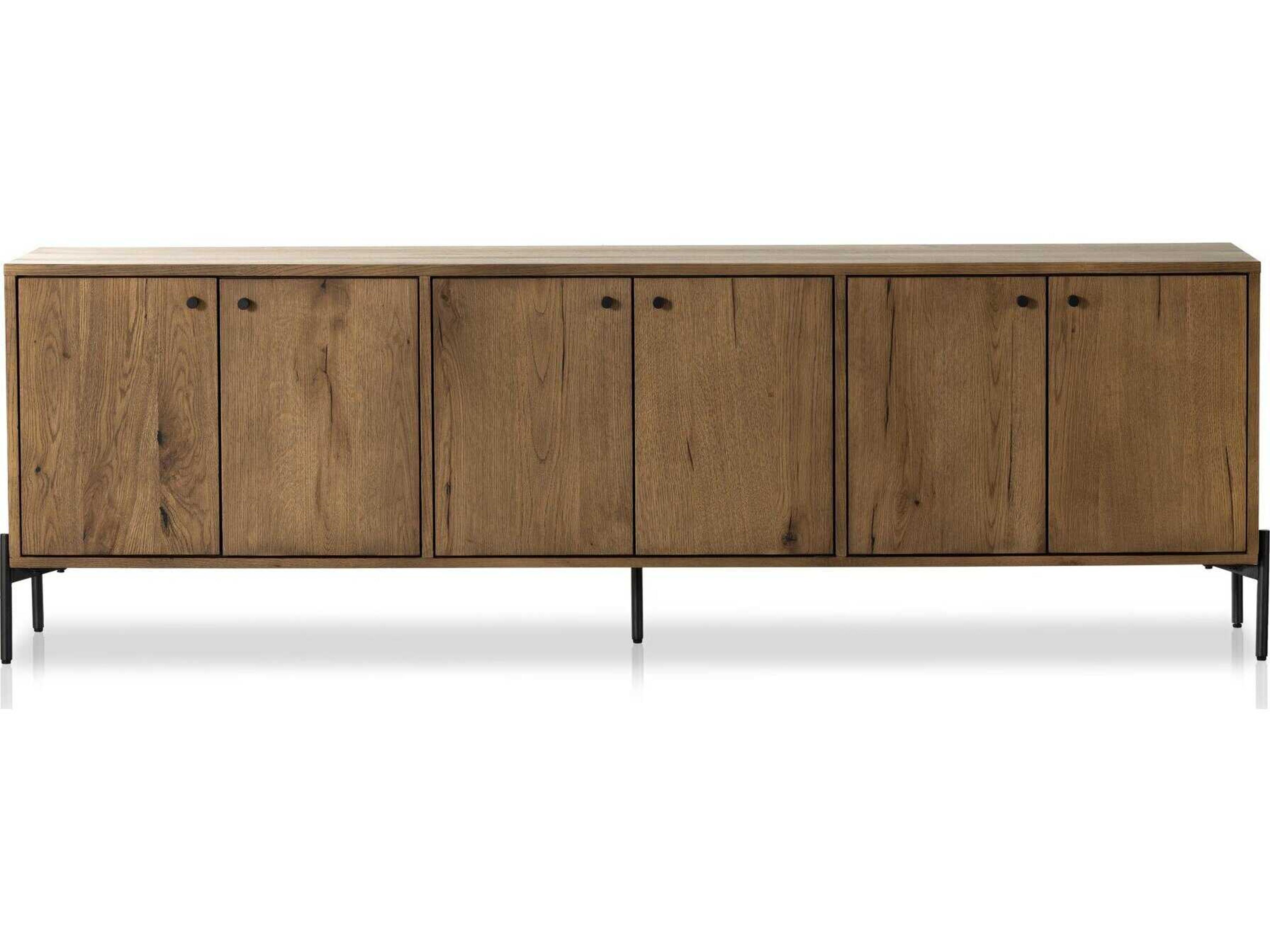 Luxecor Globetrotter 79" Oak Wood Dark Gunmetal Amber Resin Media Console