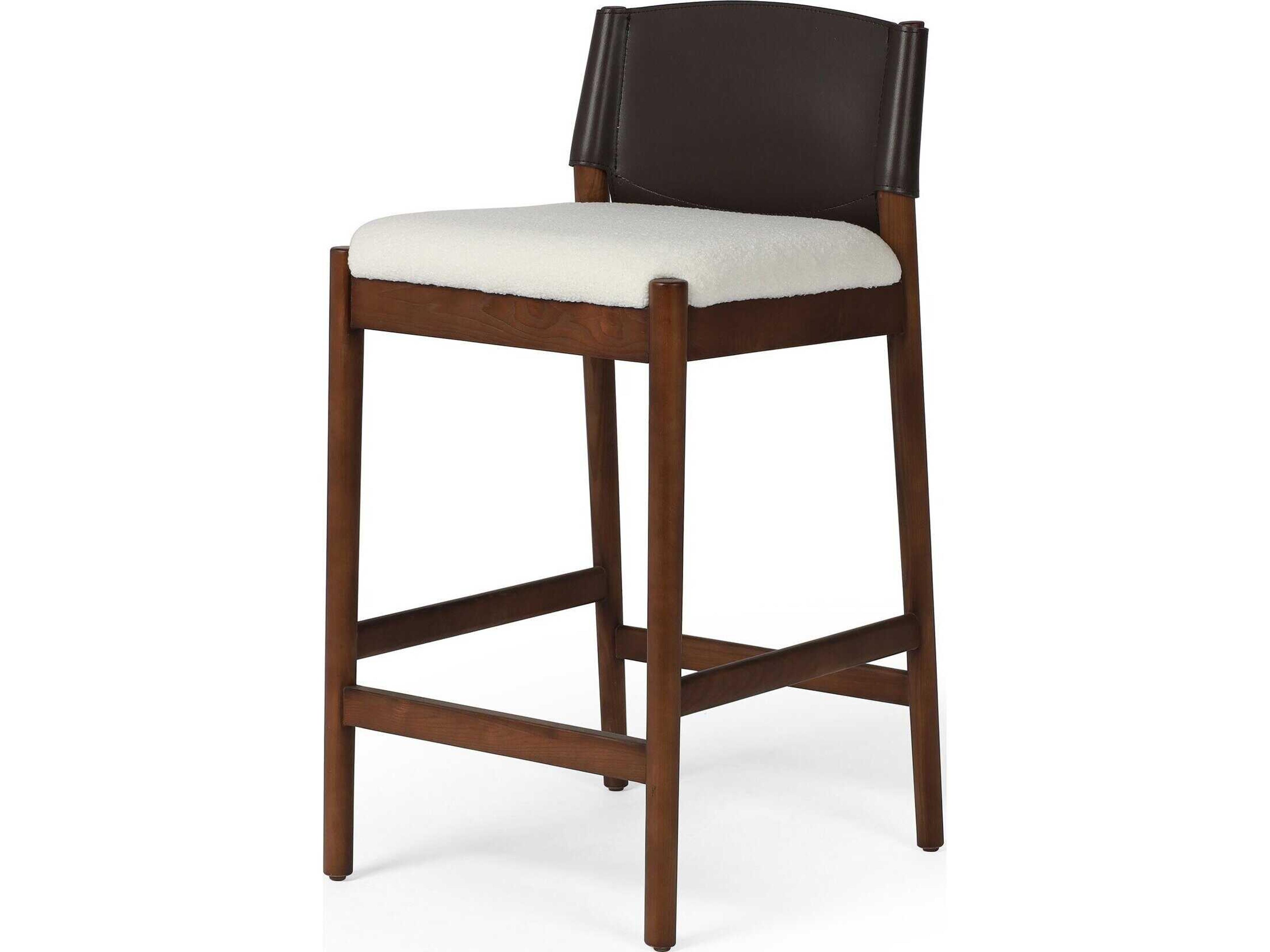 Allston Lulu Upholstered Ash Wood Espresso Leather Blend Umber Cardiff Cream Counter Stool