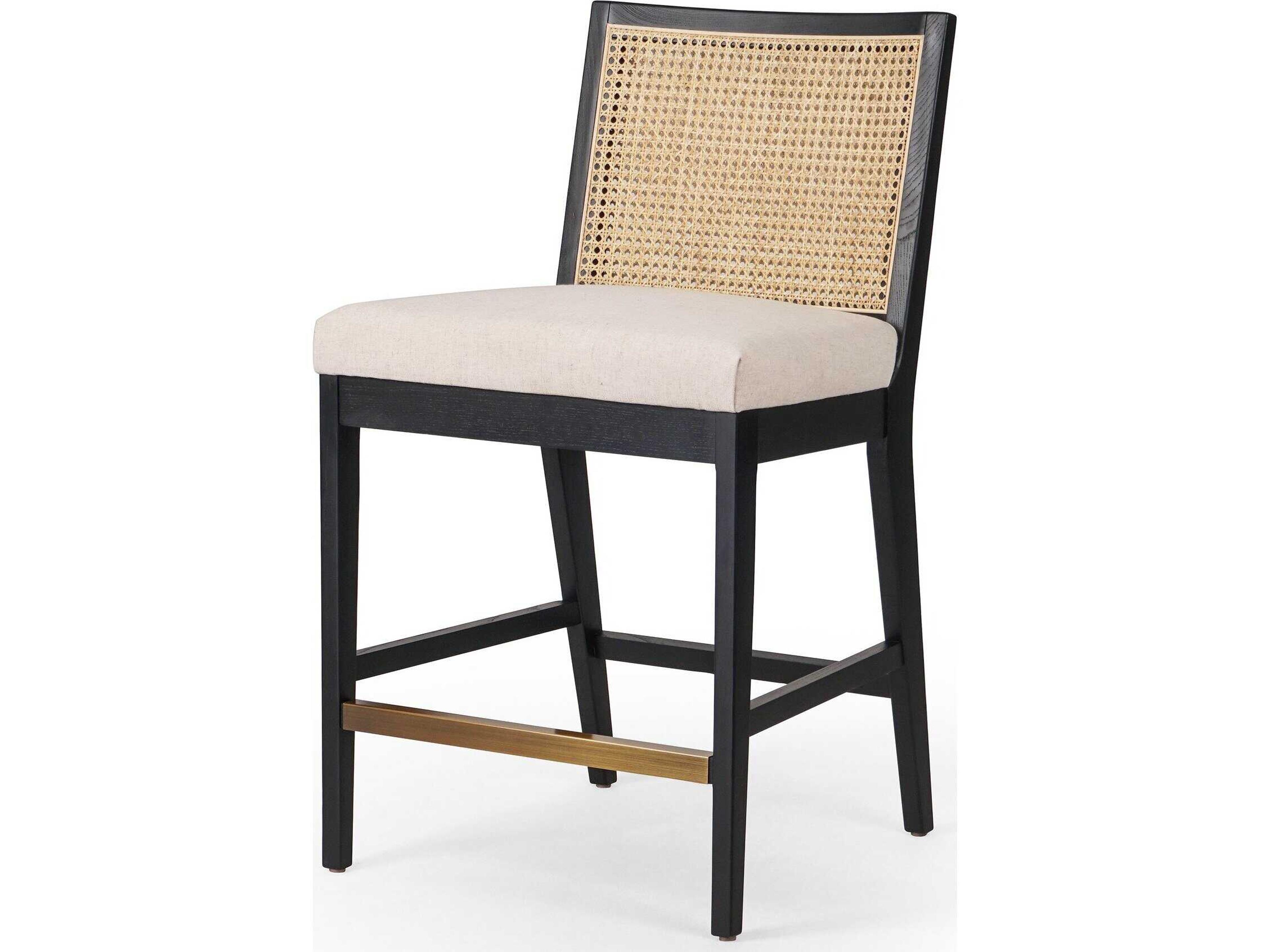 Keston Antonia Savile Flax Upholstered Cane Armless Counter Stool