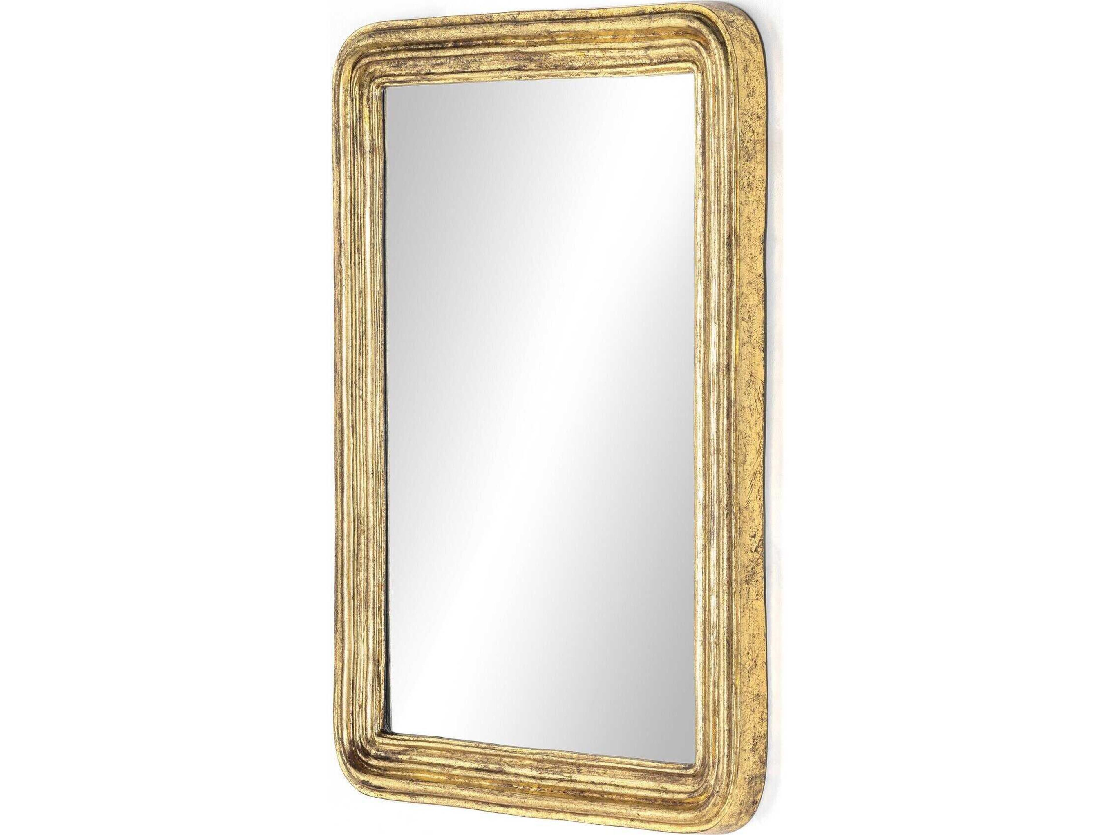 Four Hands Asher Vintage Antiqued Gold Leaf Rectangular Louis Mirror