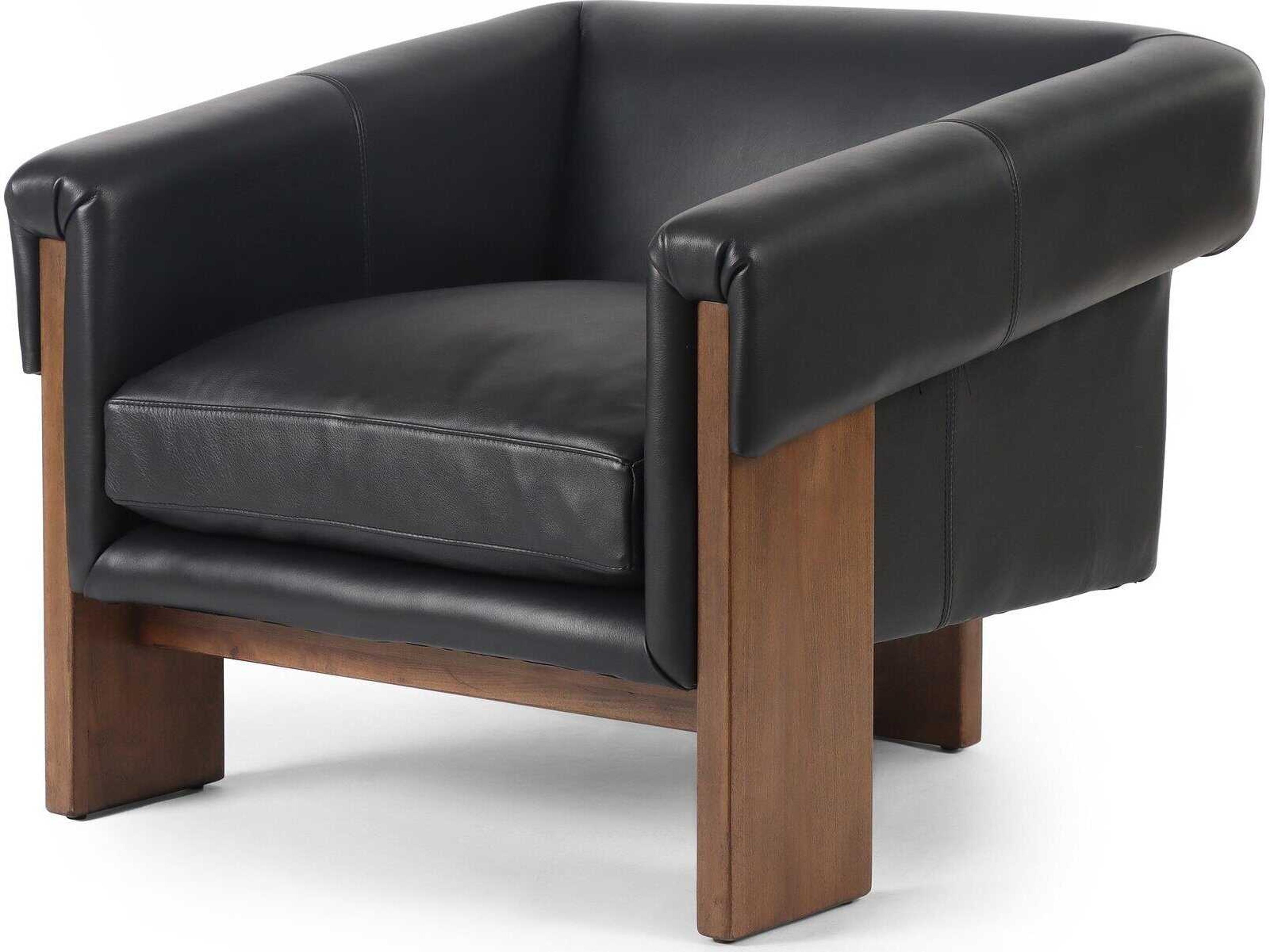 Four Hands Townsend Cairo Harrison Black Leather Accent Chair