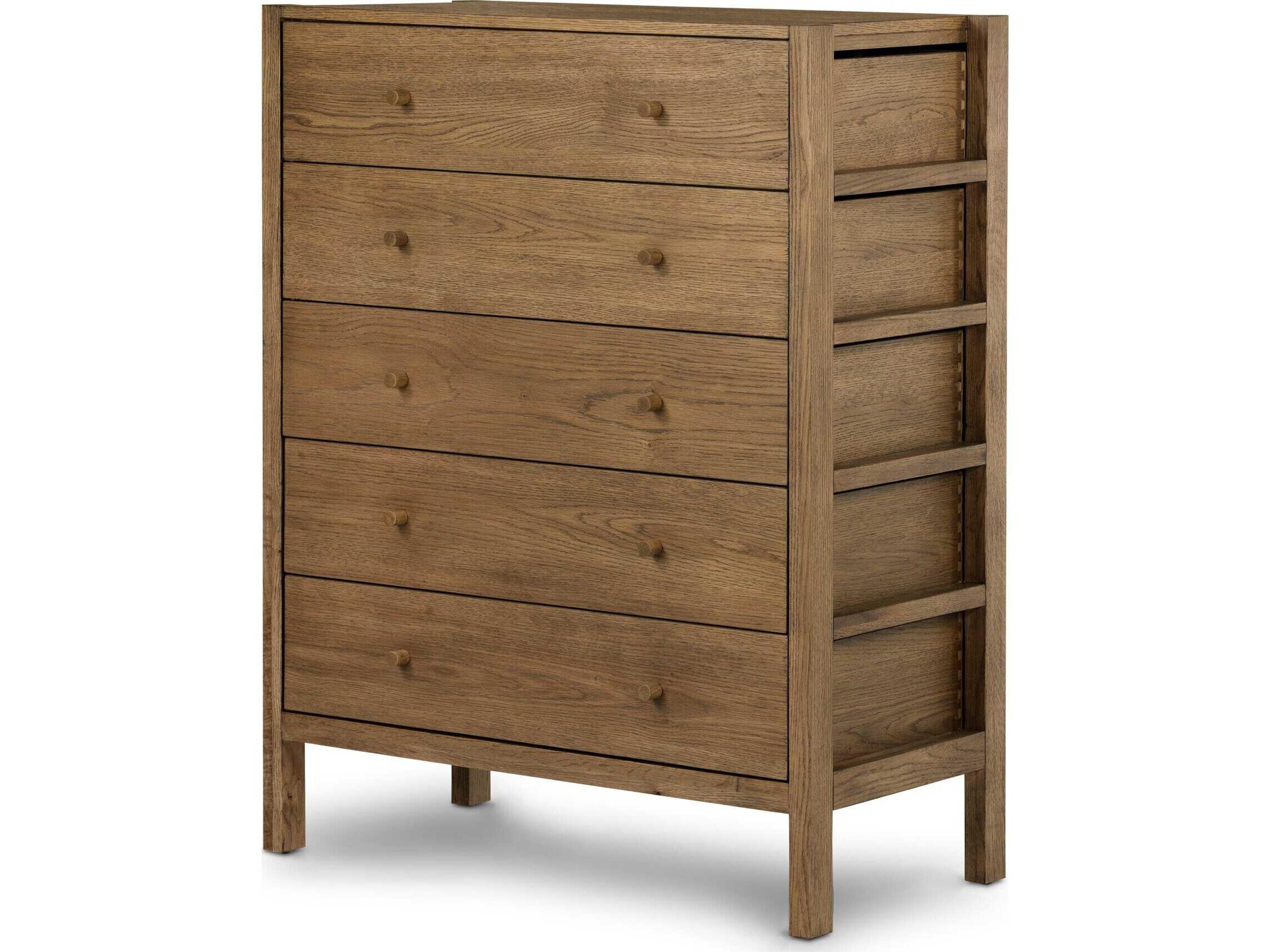 Four Hands Haiden 5-Drawers Tawny Oak Brown Wood Accent Chest