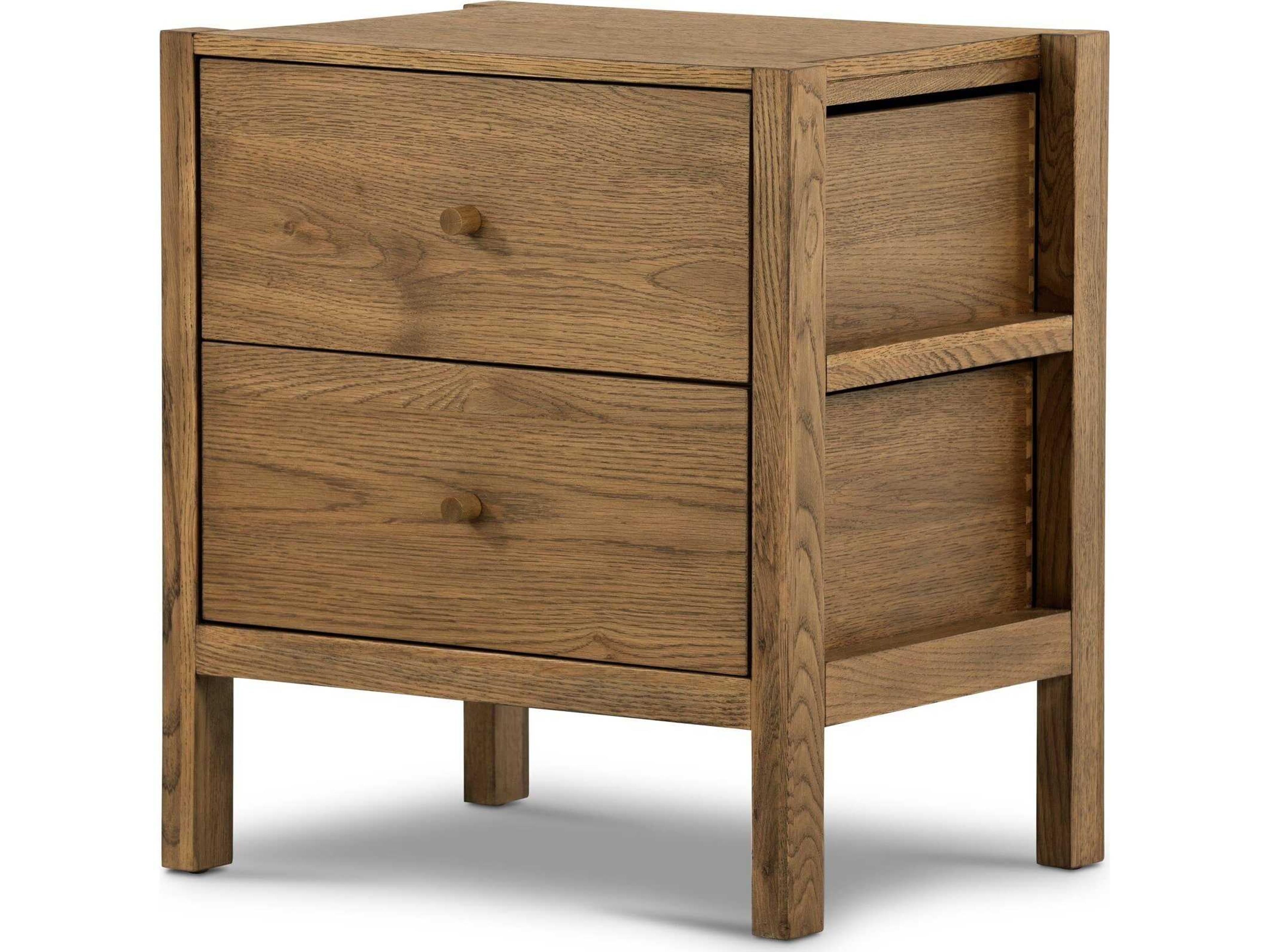 Four Hands Haiden Meadow 2-Drawers Brown Oak Wood Nightstand