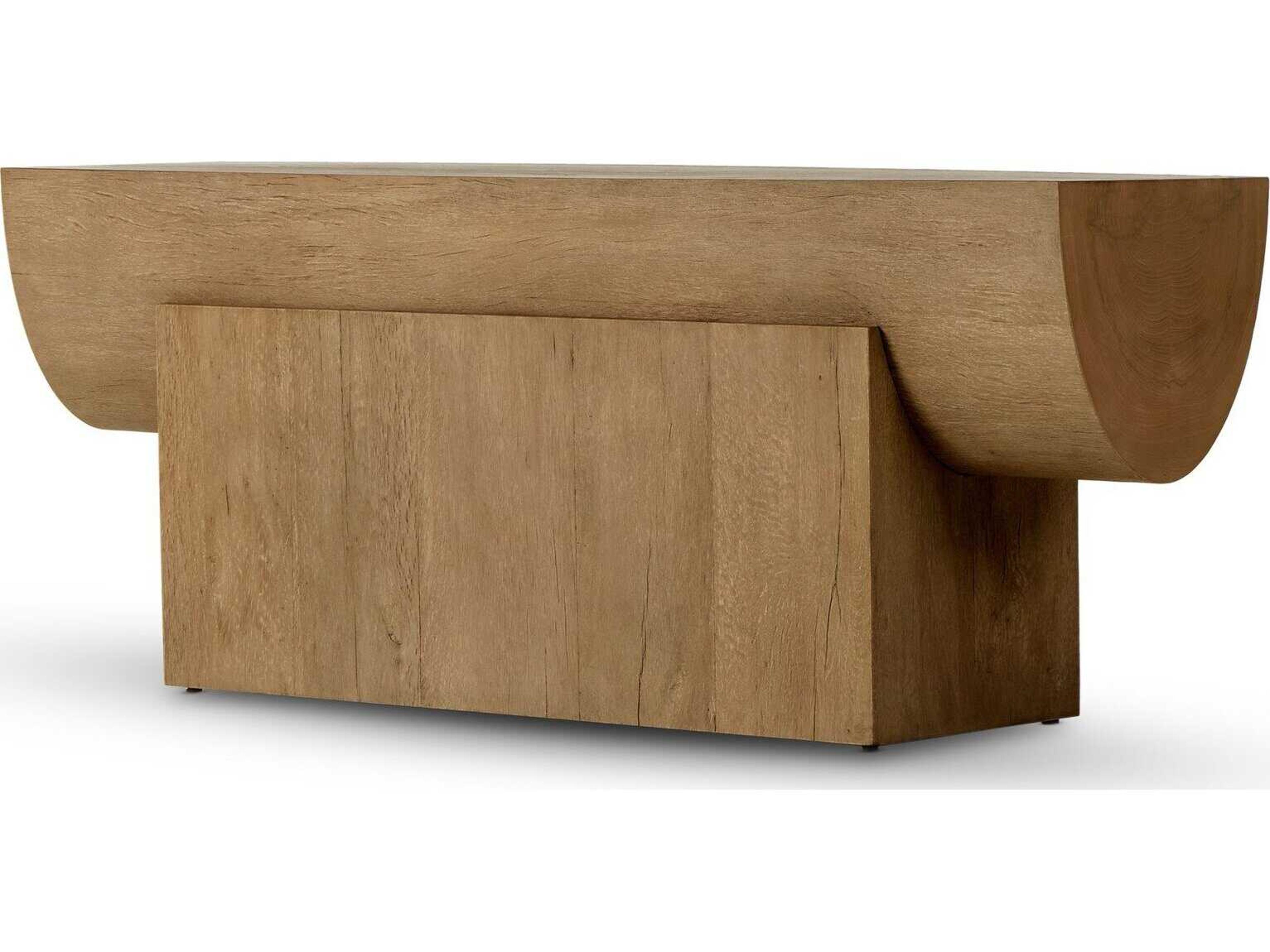 Four Hands Wesson Elbert Rectangular Wood Rustic Oak Veneer Natural Ash Console Table