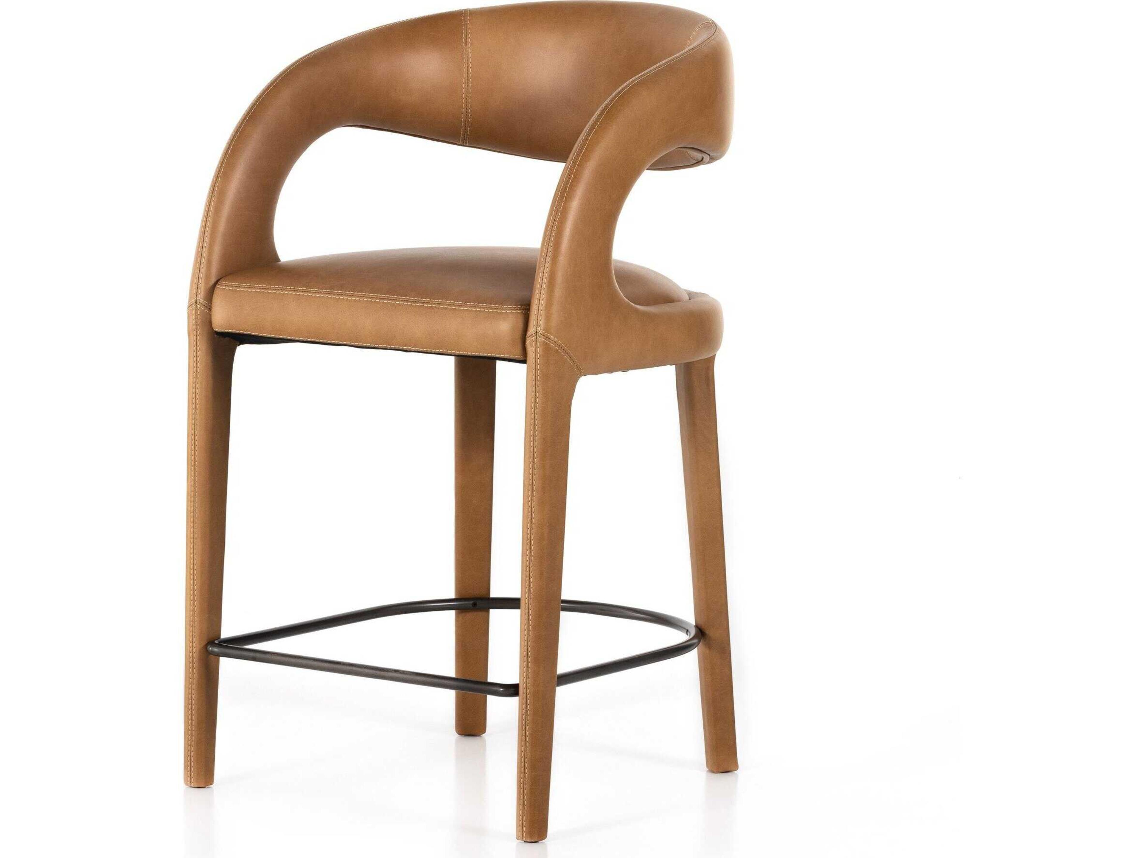 Townsend Hawkins Leather Sonoma Butterscotch Gunmetal Counter Stool