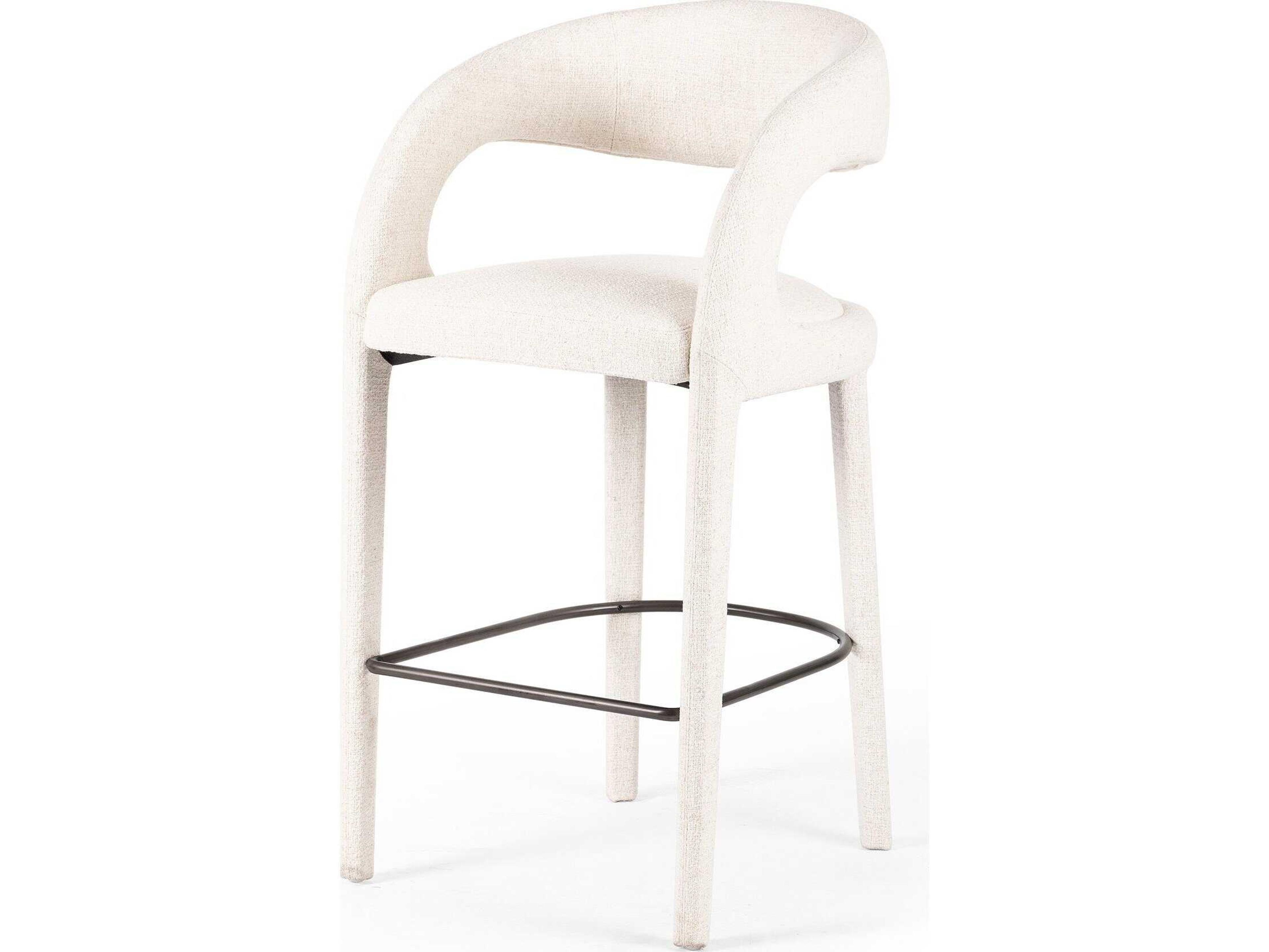 Four Hands Townsend Hawkins Upholstered Omari Natural Gunmetal Bar Stool