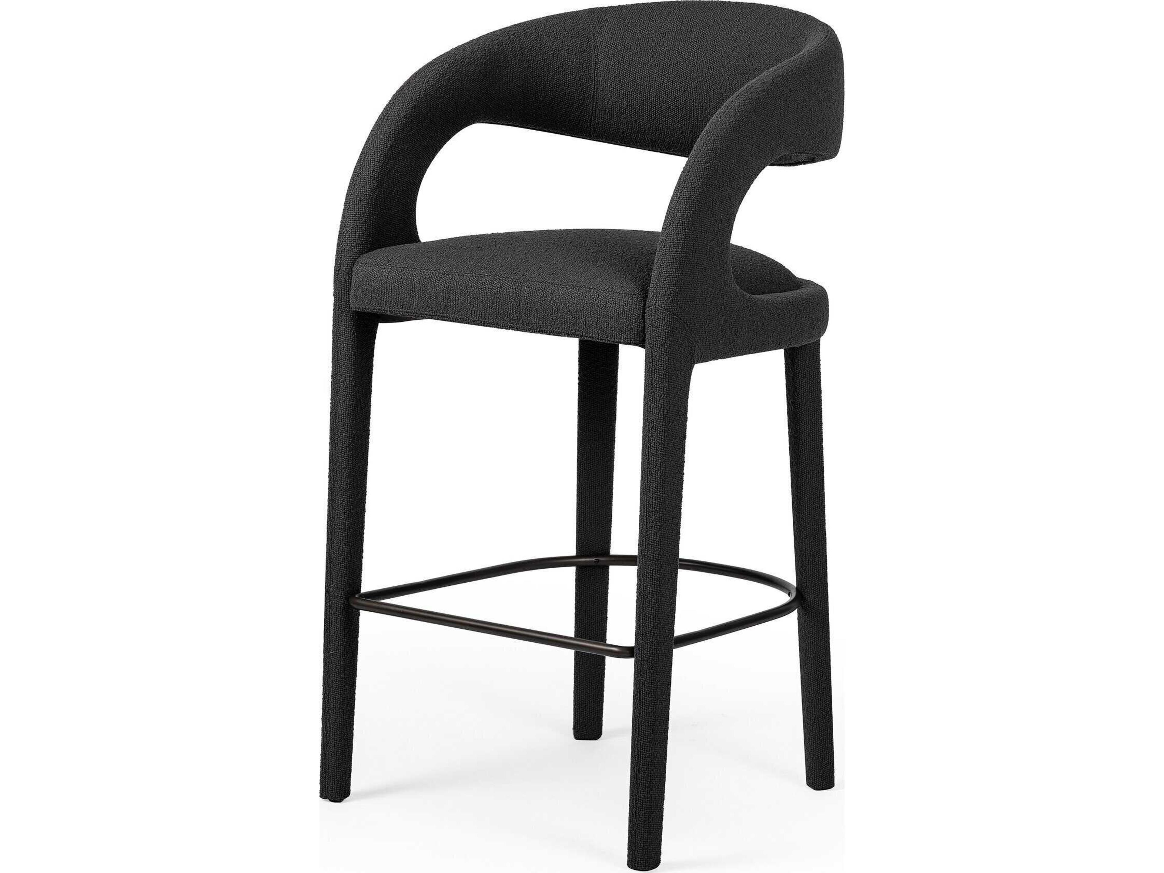 Four Hands Townsend Hawkins FIQA Boucle Charcoal Upholstered Bar Stool