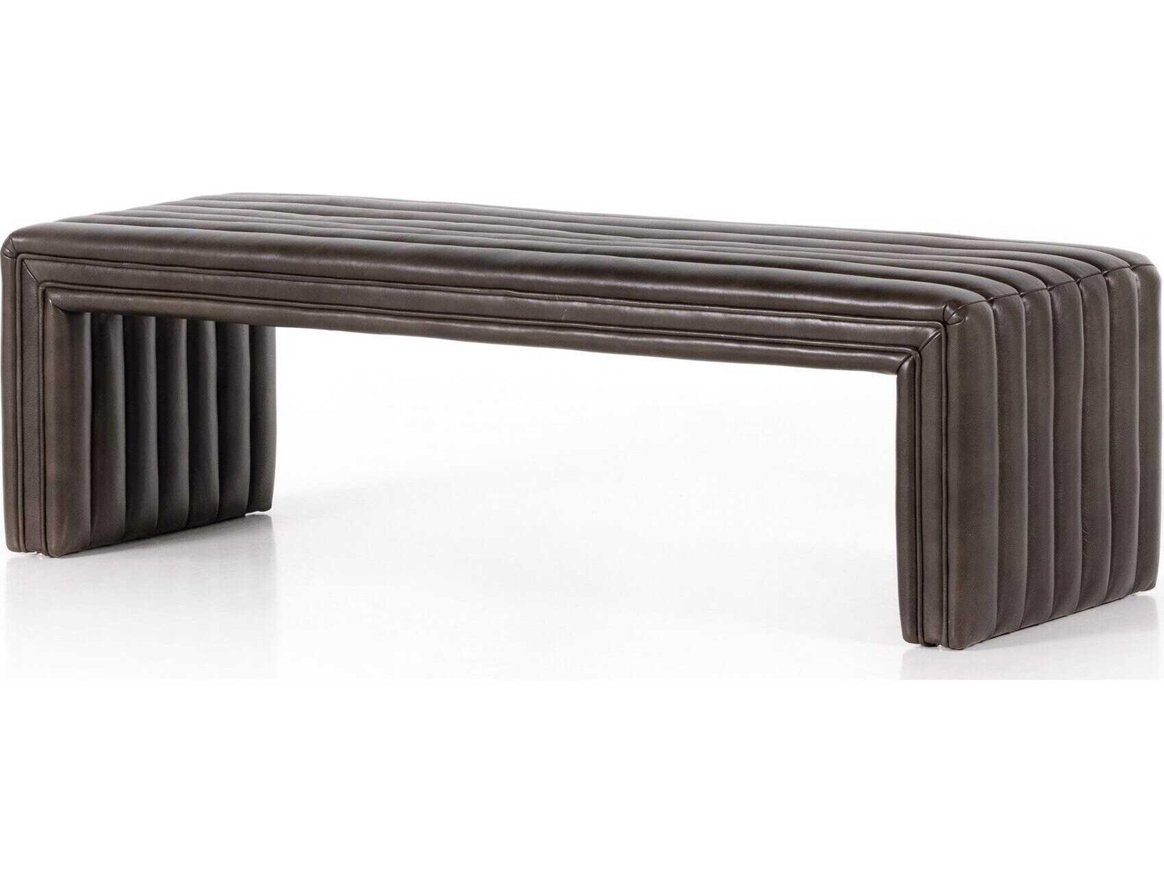 Four Hands Grayson Deacon Wolf Brown Leather Accent Bench