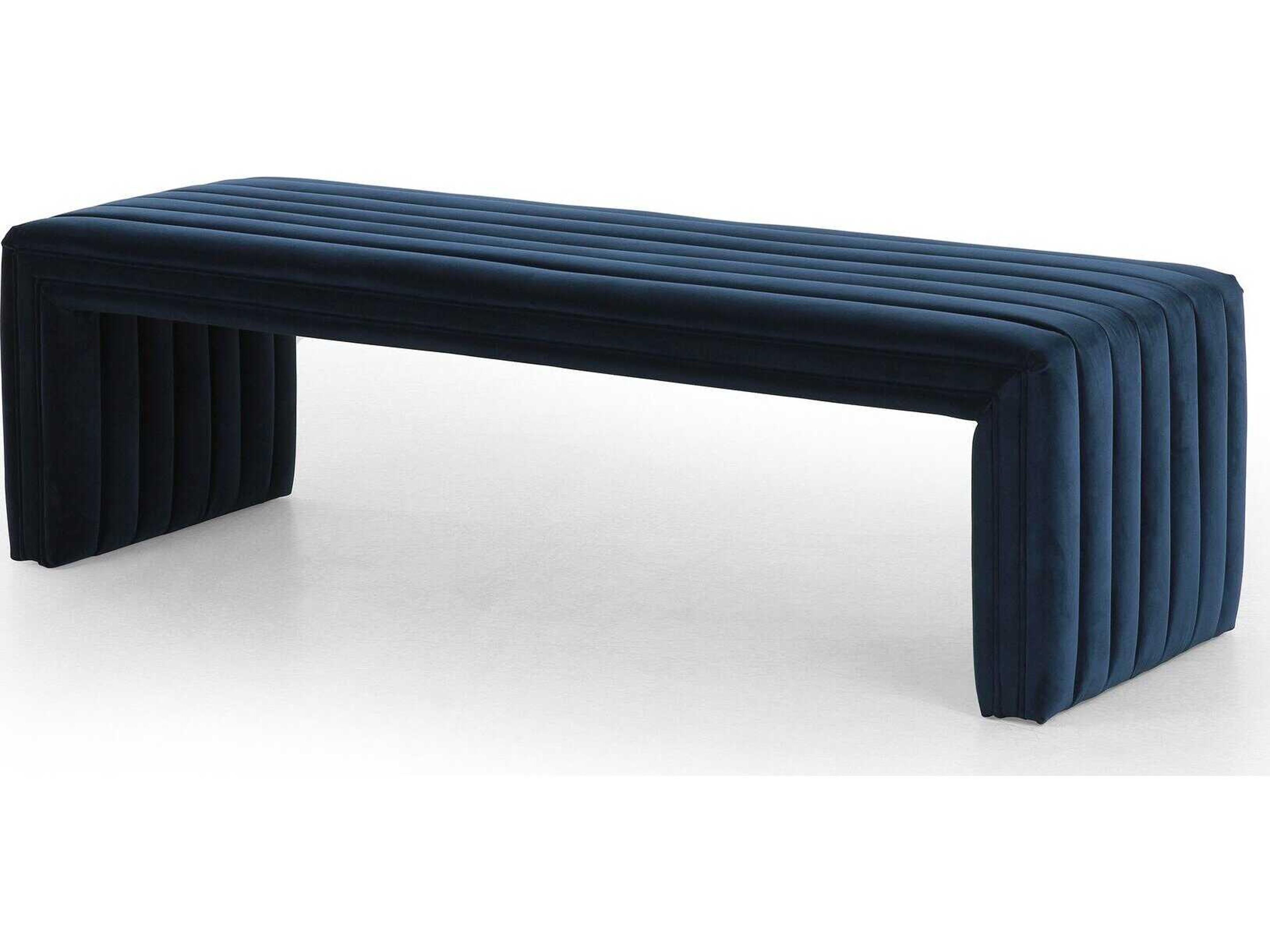 Four Hands Grayson Augustine Sapphire Navy Upholstered Dining Bench