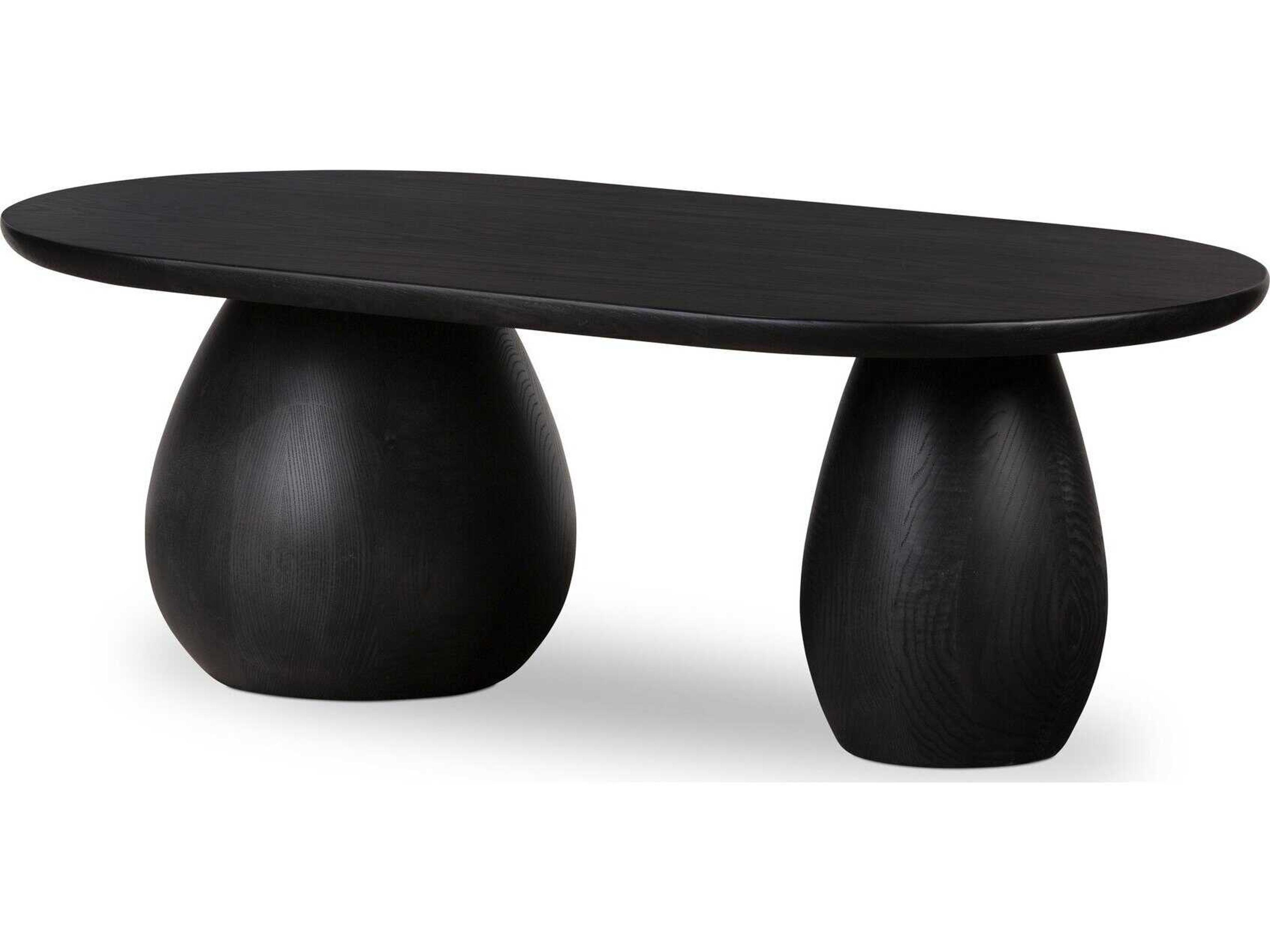 Four Hands Belfast Merla Oval Wood Black Wash Ash Veneer Coffee Table