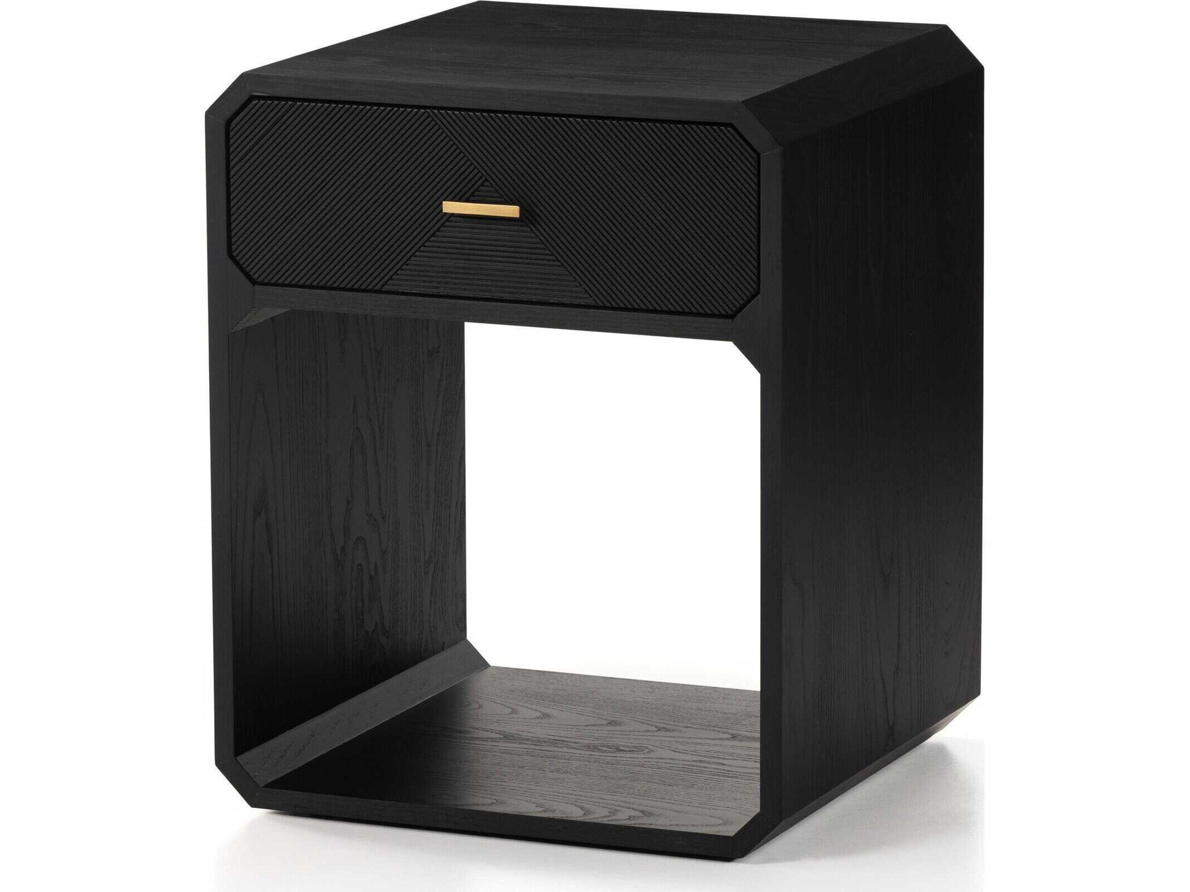 Bolton Caspian 1-Drawer Black Ash Wood Nightstand