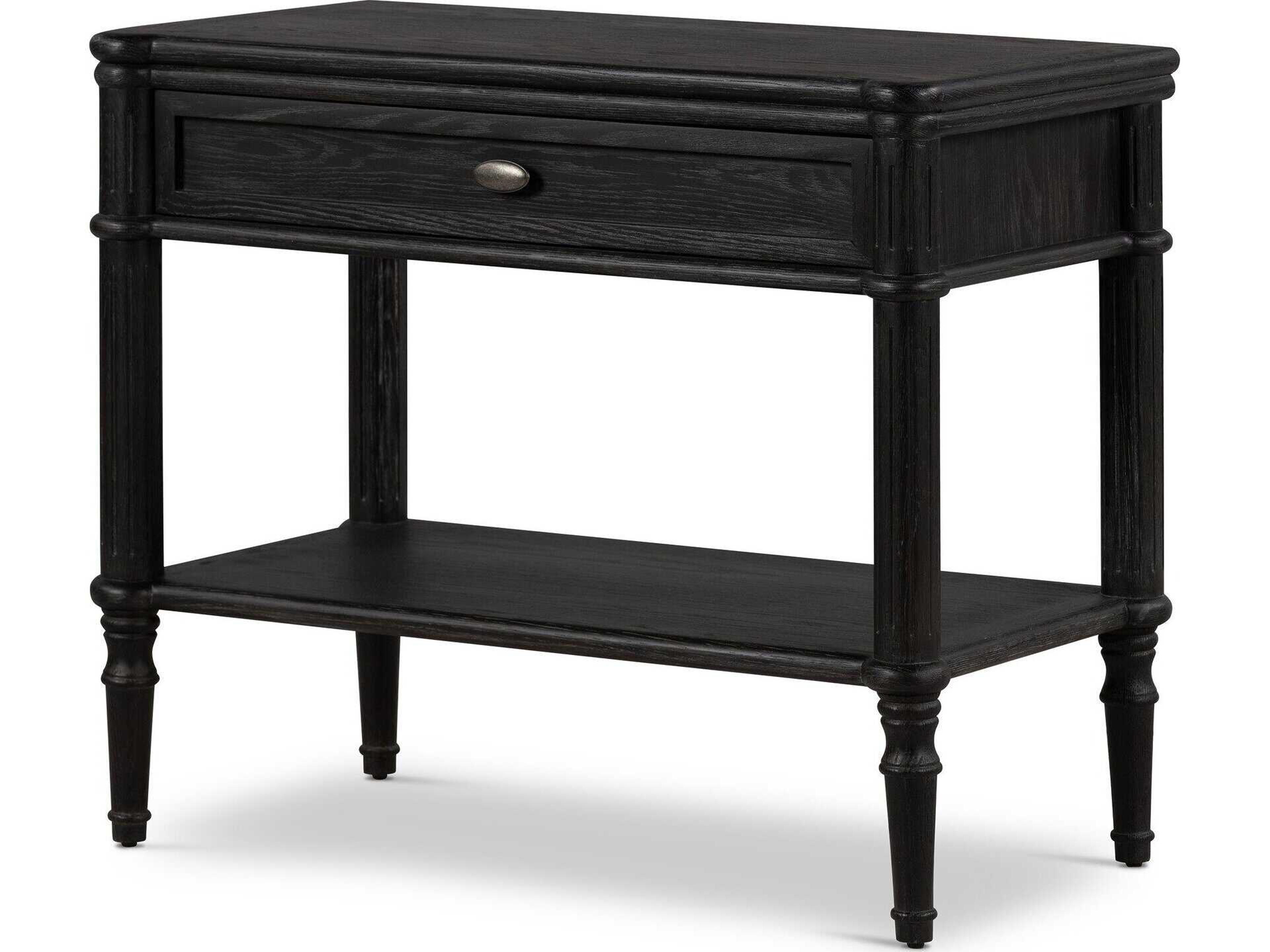 Collins Toulouse 1-Drawer Black Oak Wood Nightstand
