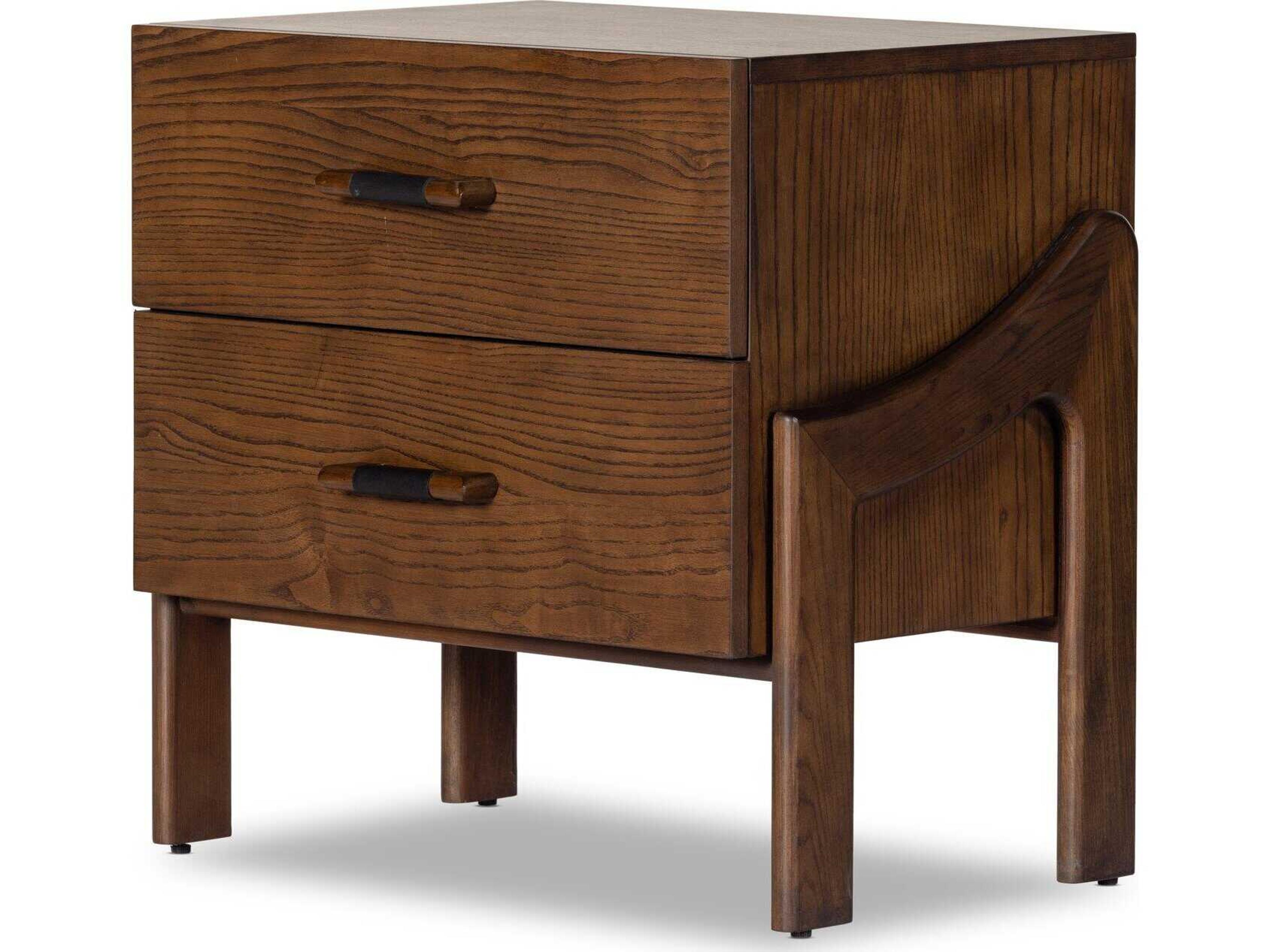 Bolton Halston 2-Drawers Ash Wood Nightstand