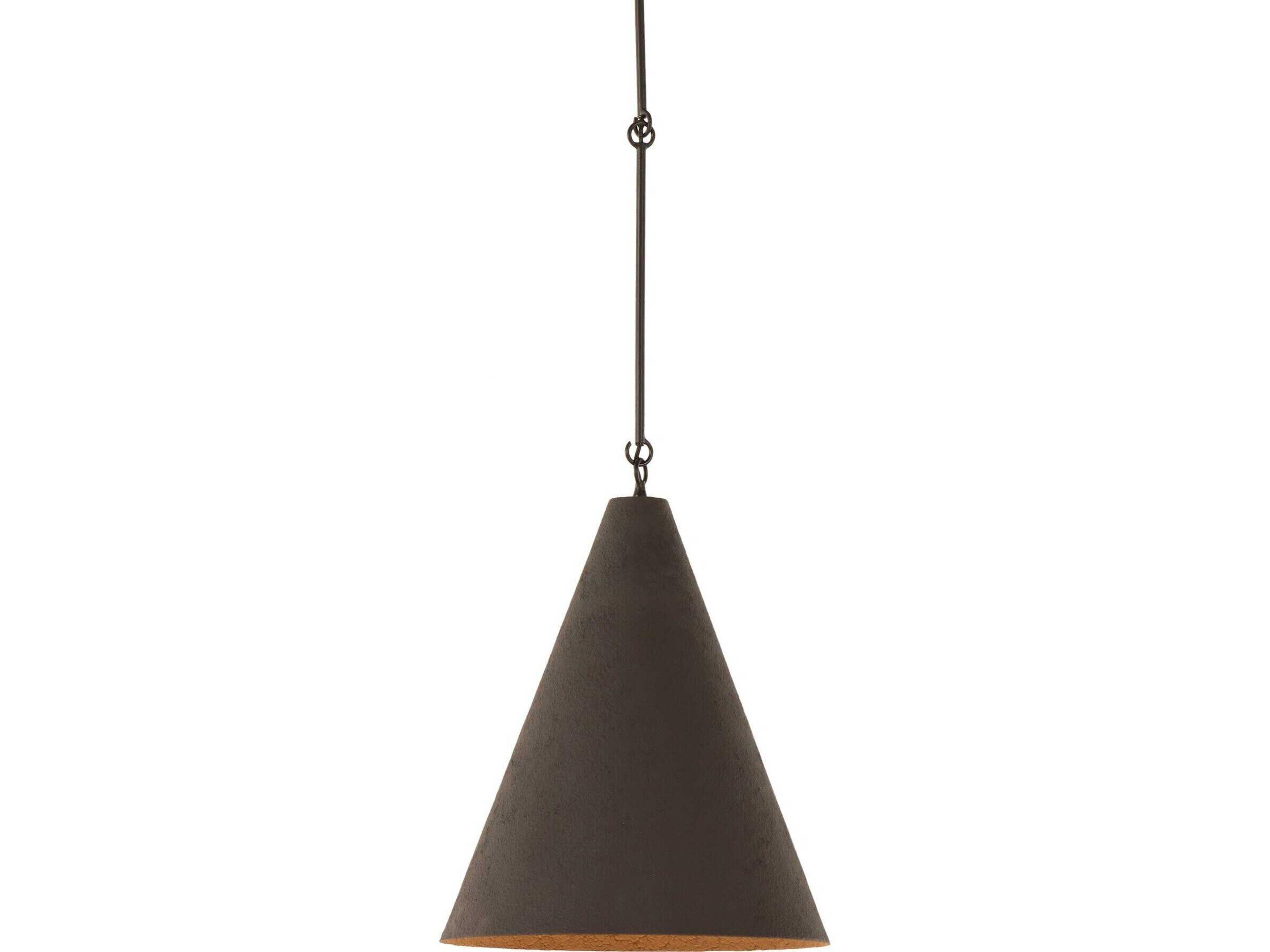 Four Hands Hutton 1-Light Matte Black Plaster Antiqued Iron Pendant