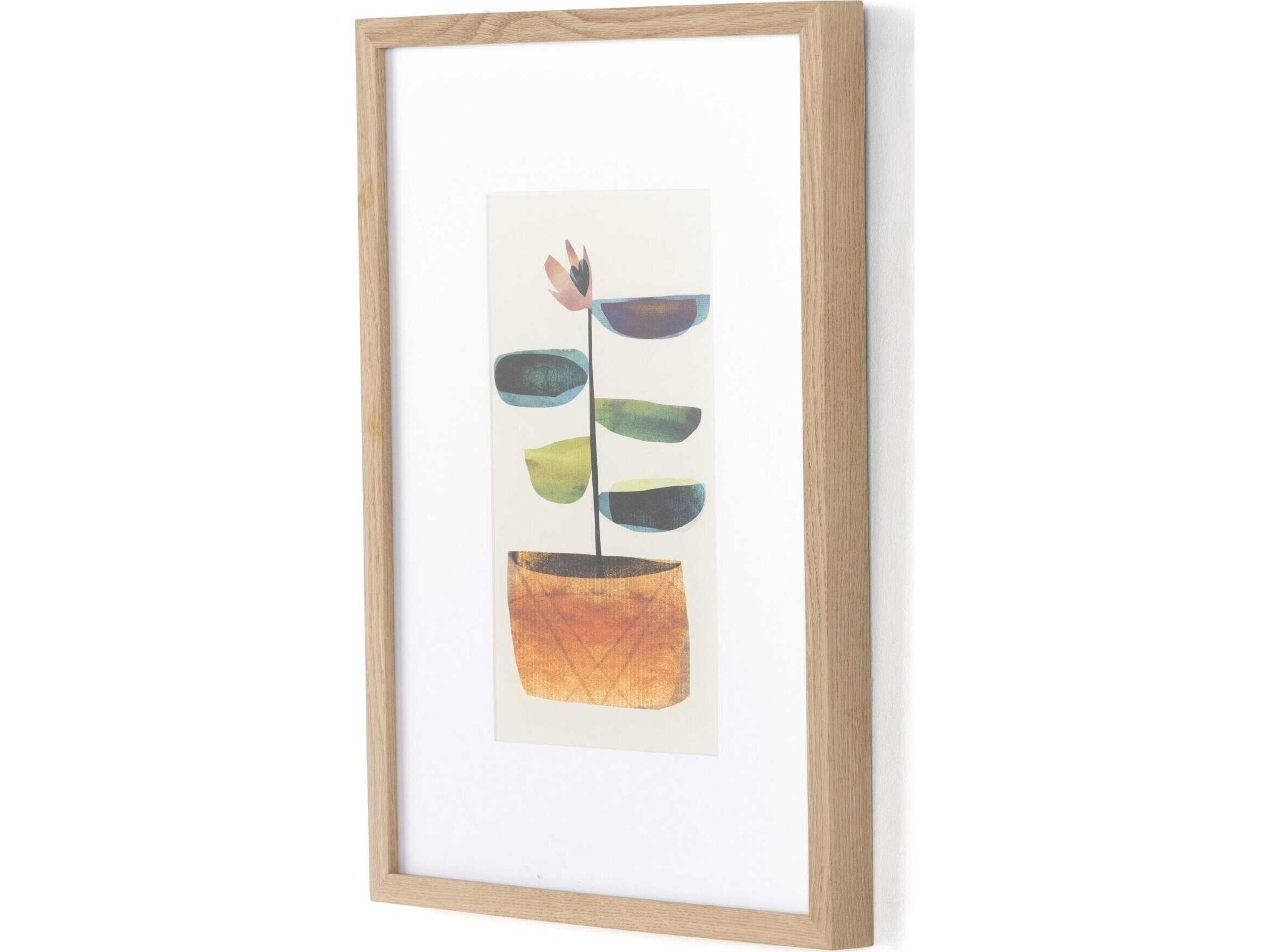 Four Hands Art Studio Pot Plant I by Dan Hobday Vertical Grain White Oak  Canvas Wall Art