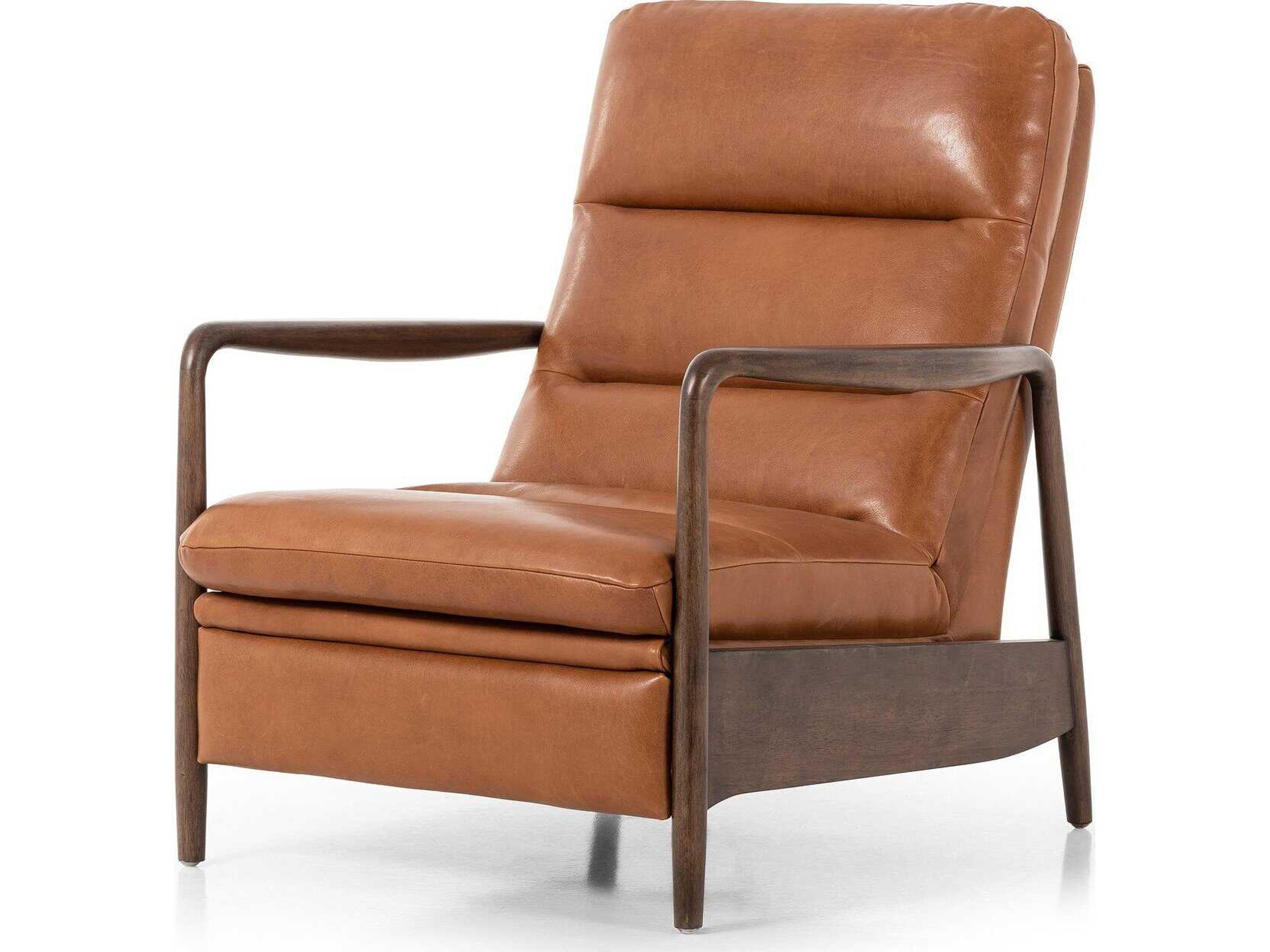 Four Hands Kensington Rhodes Dakota Tobacco Almond Brown Leather Recliner Chair
