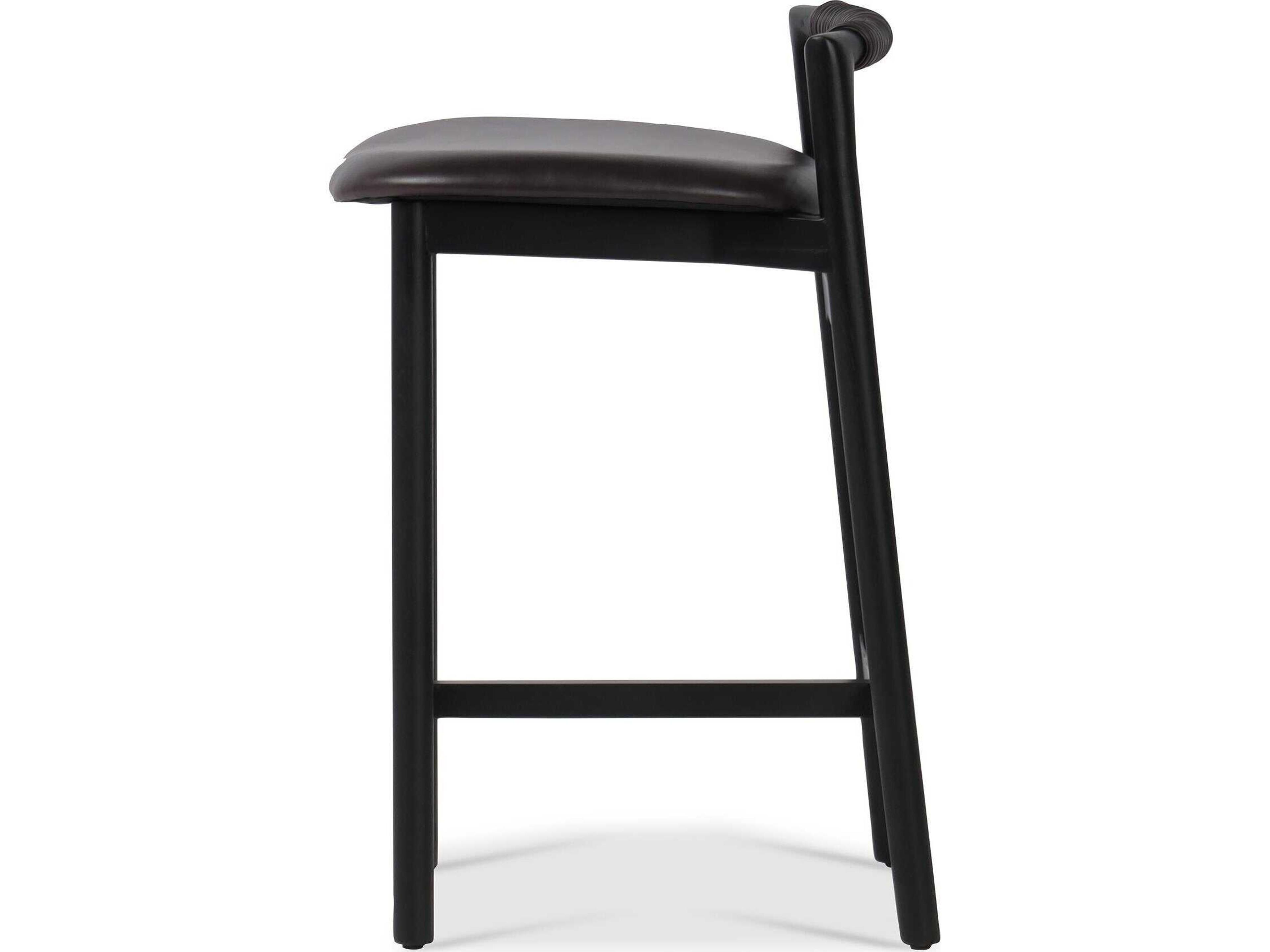 Luxecor Globetrotter Baden Sonoma Black Leather Counter Stool