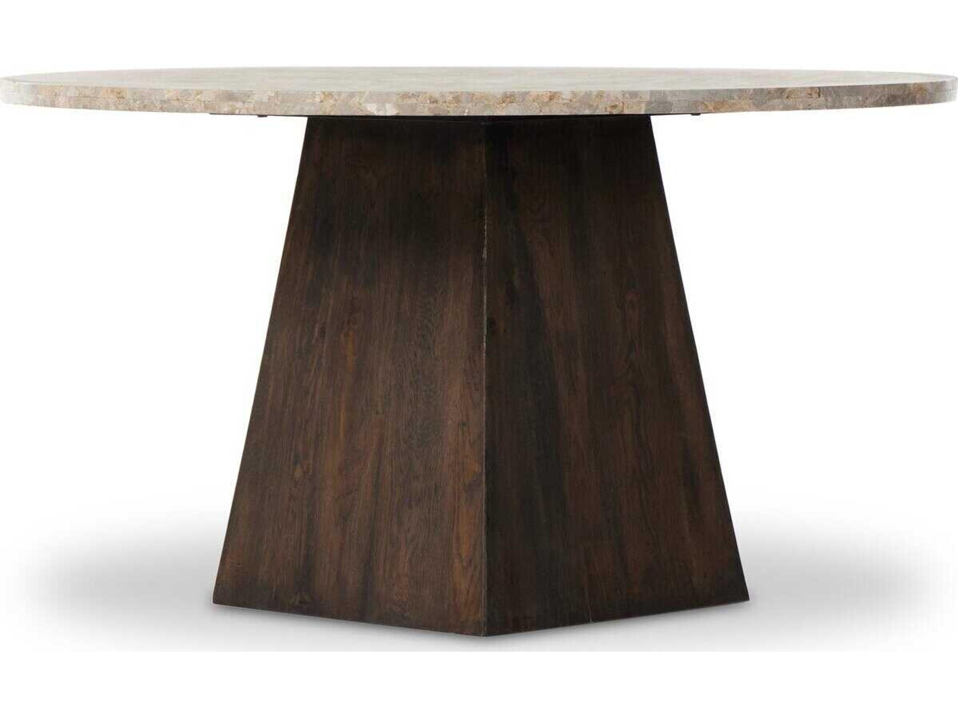 Four Hands Rockwell Brisa Round Stone Grey Tobacco Oak Dune Onyx Dining Table