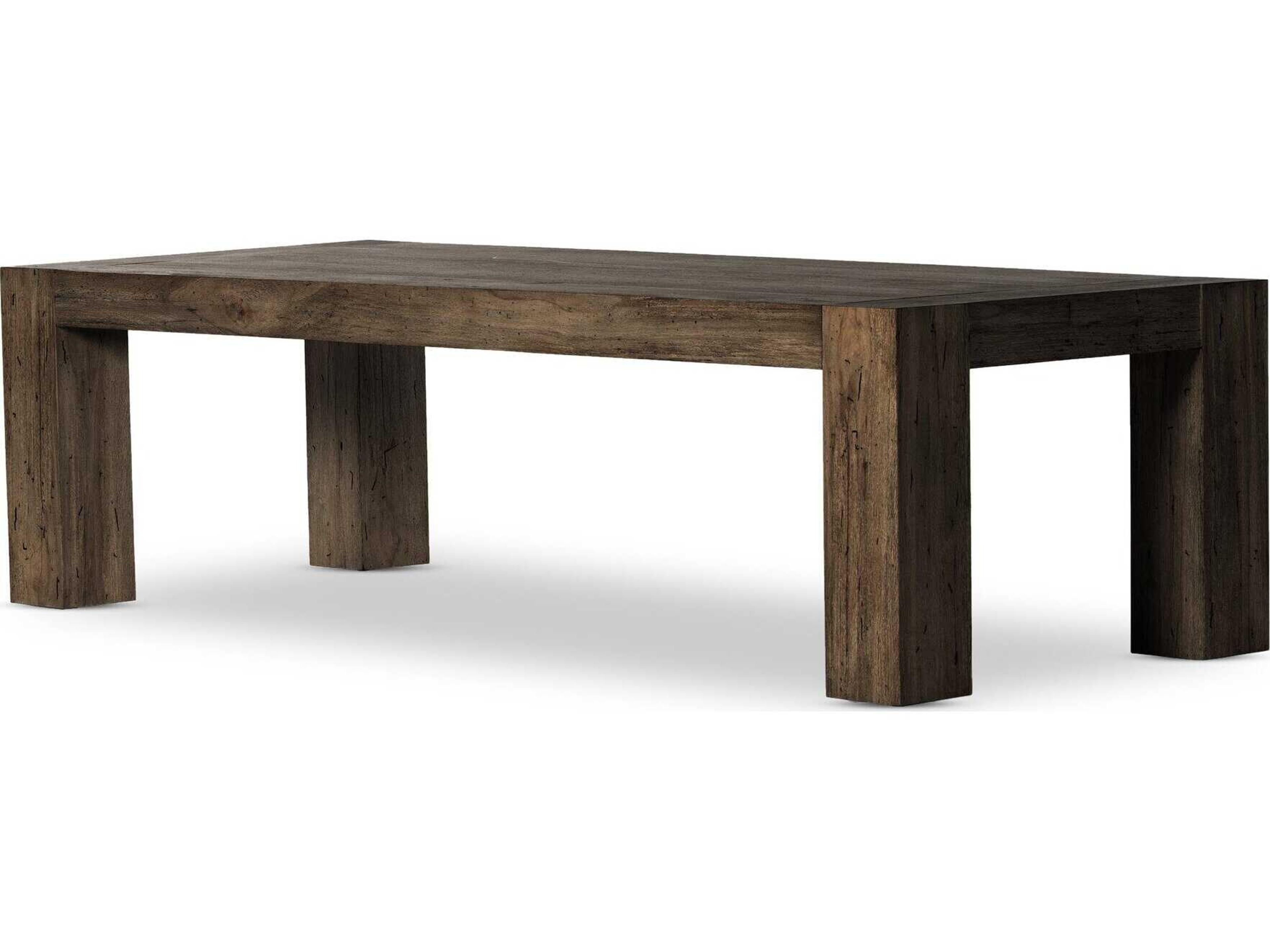 Four Hands Wesson Abaso Rectangular Ebony Rustic Wormwood Oak Dining Table
