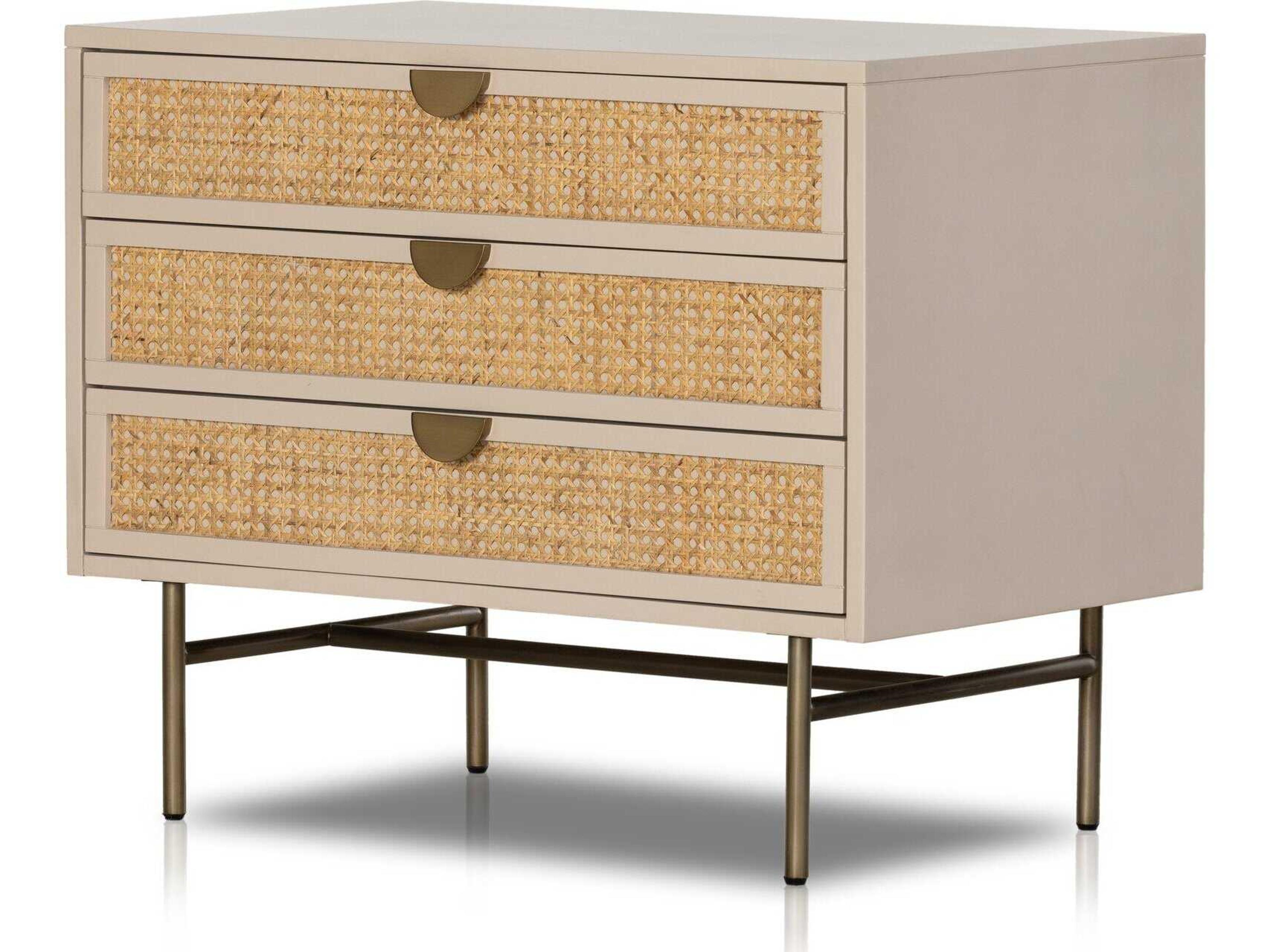 Four Hands Belfast Luella Matte Alabaster Hardwood Large Nightstand