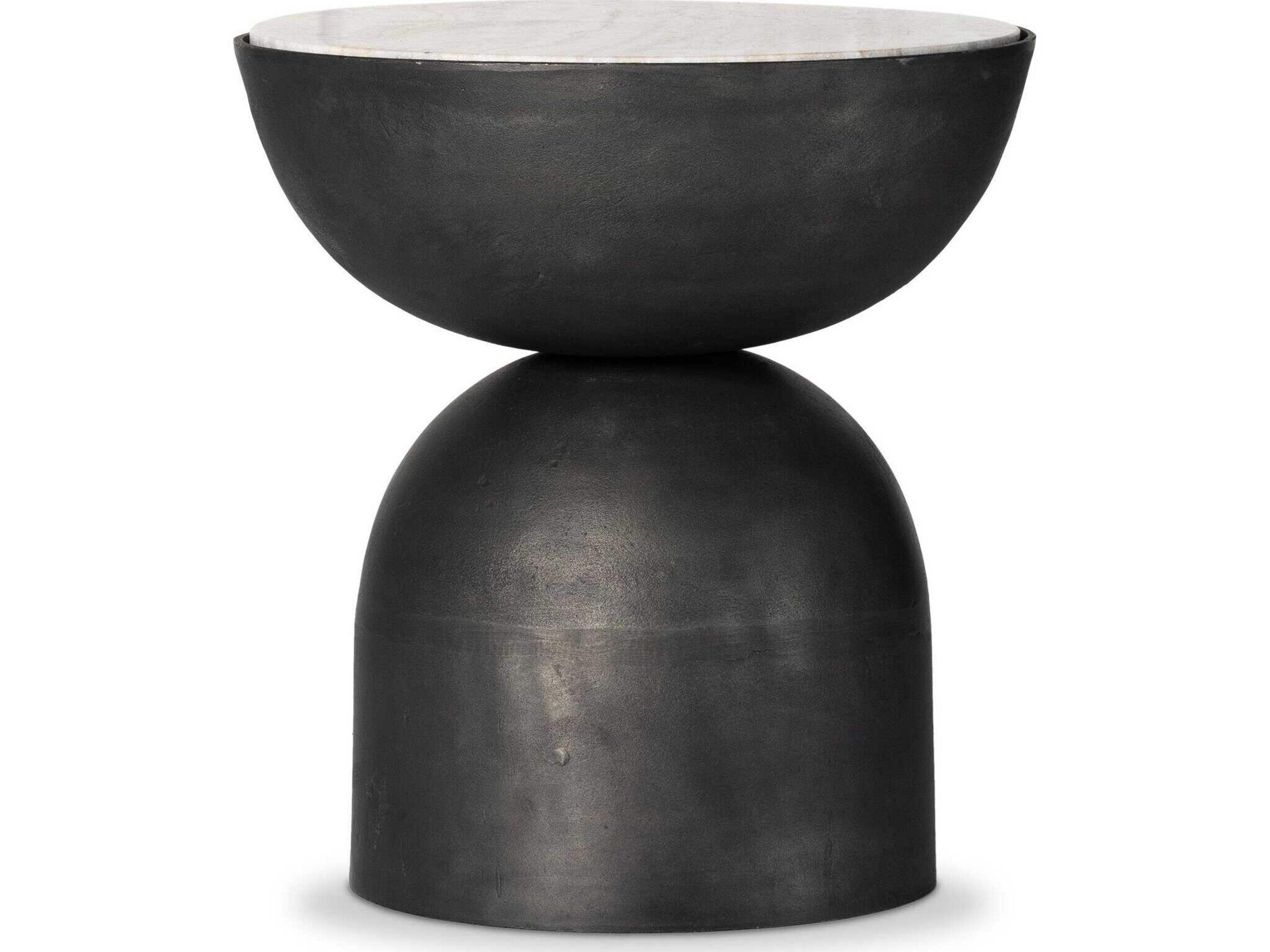 Four Hands Marlow Corbett Creamy Taupe Marble End Table