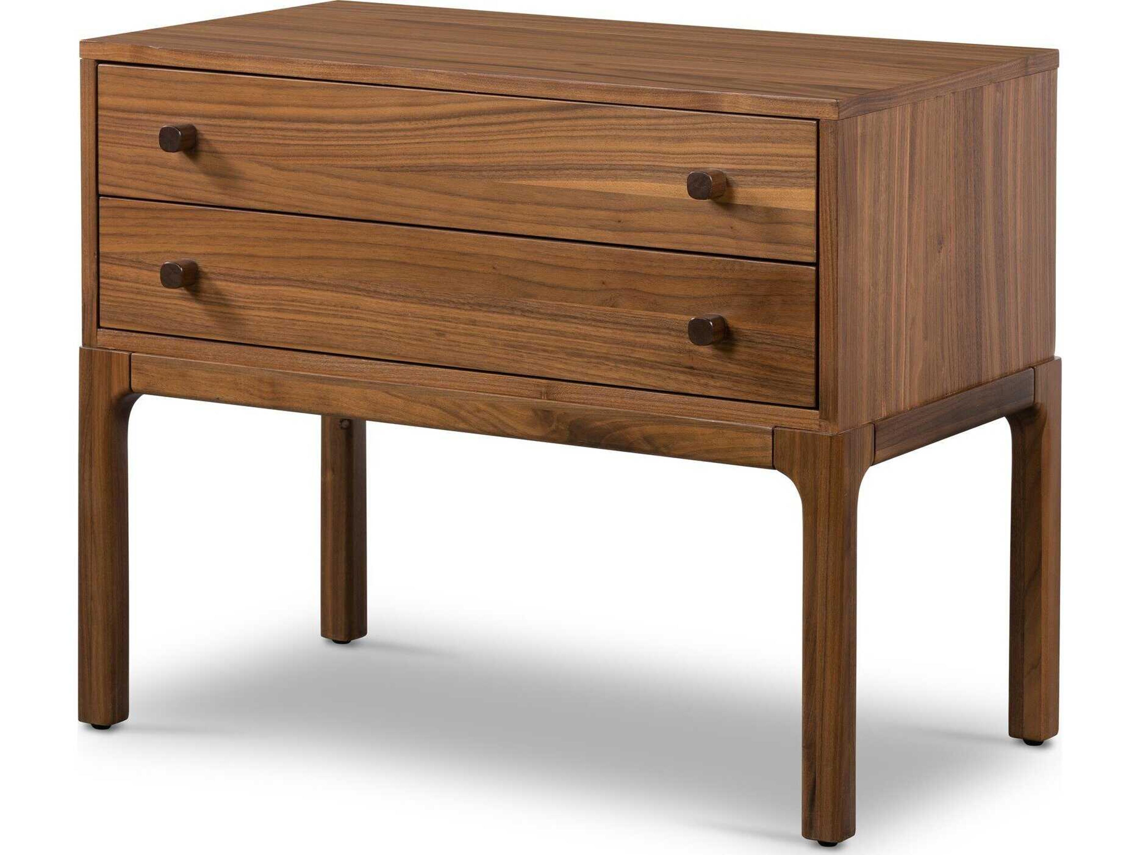Four Hands Wallis Arturo 2-Drawers Brown Walnut Wood Nightstand
