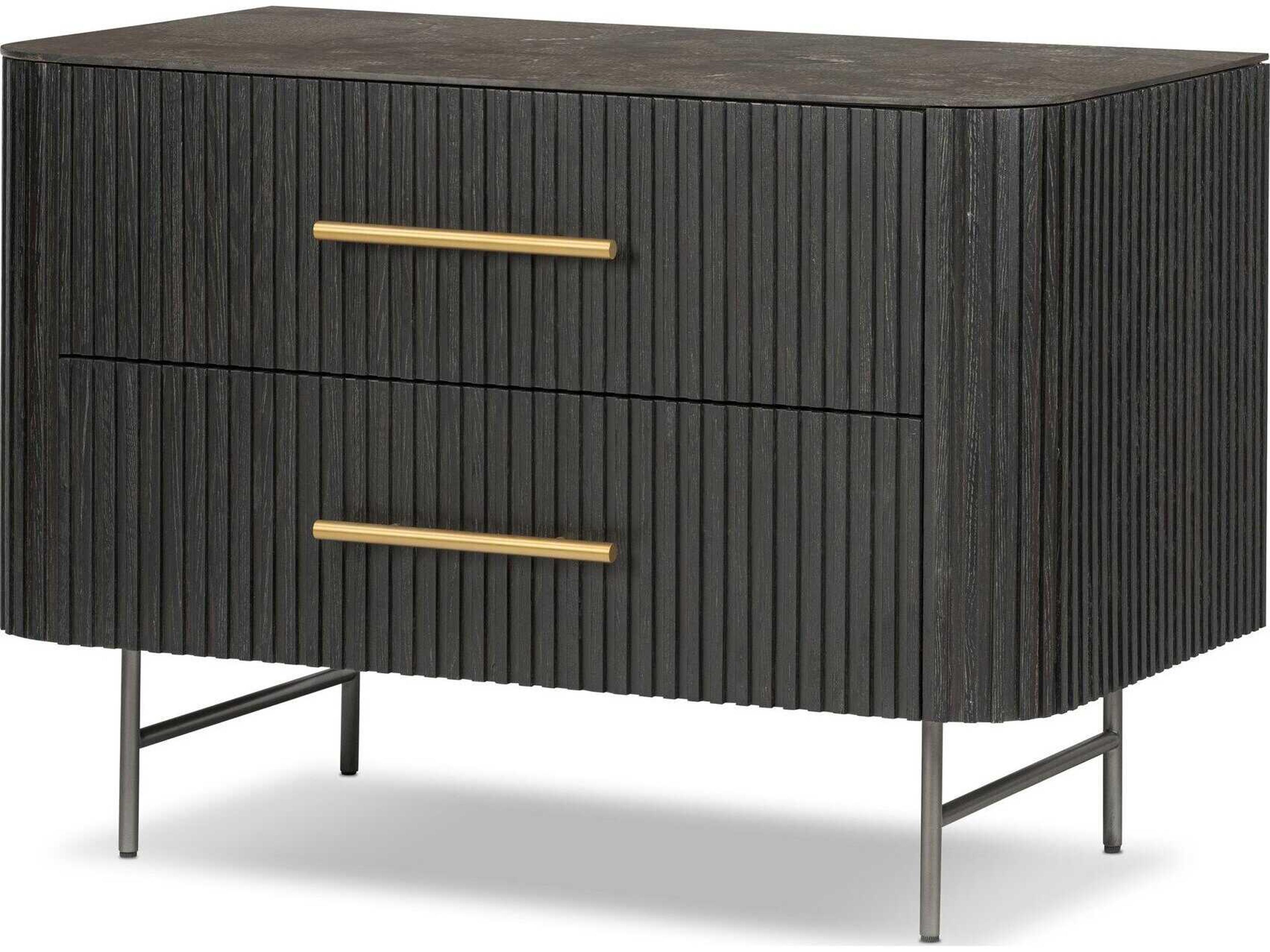 Four Hands Collins Fletcher Bluestone Oak Wood Large Nightstand