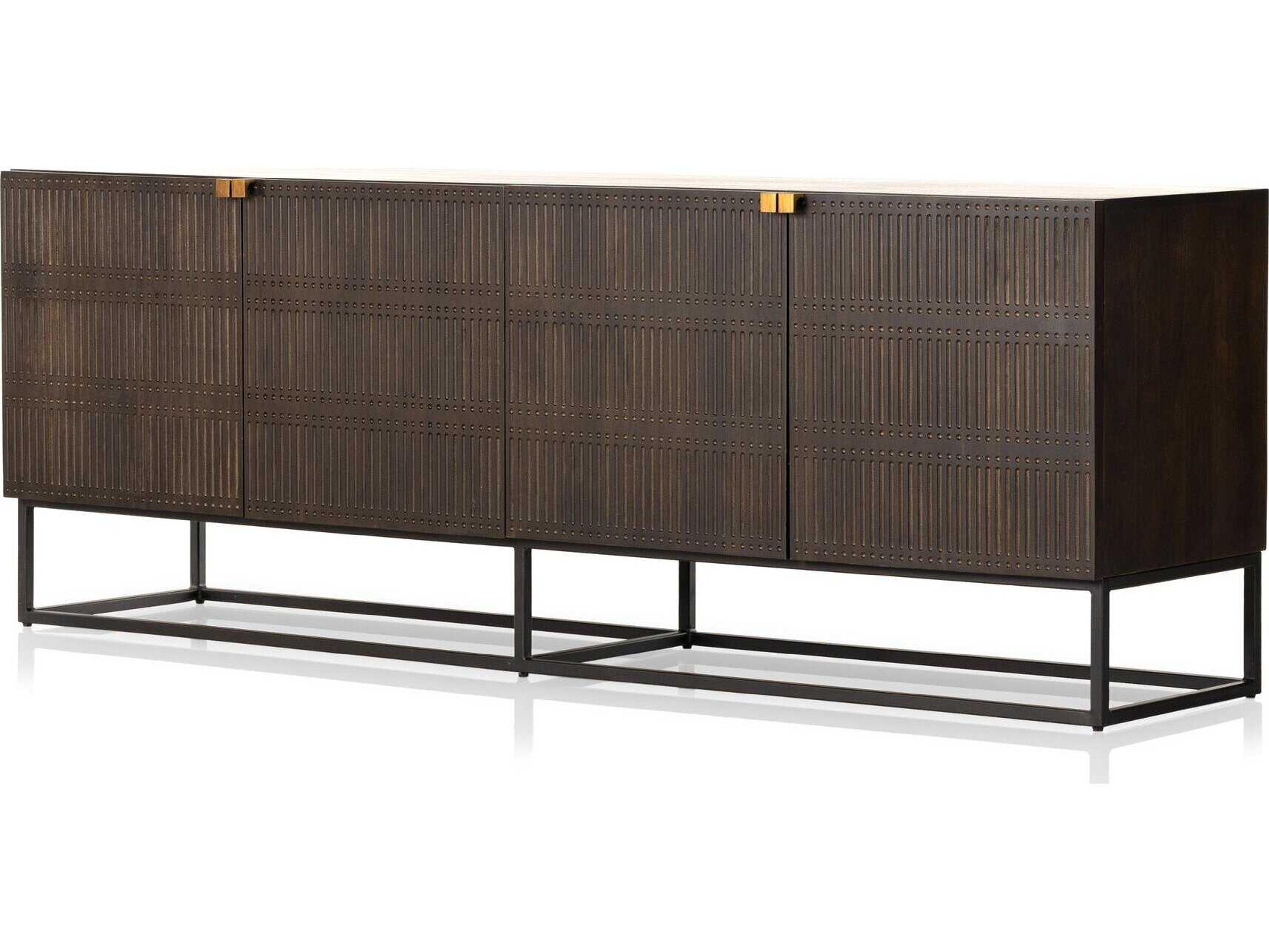 Four Hands Aiden Kelby Gunmetal  Closed Media Console