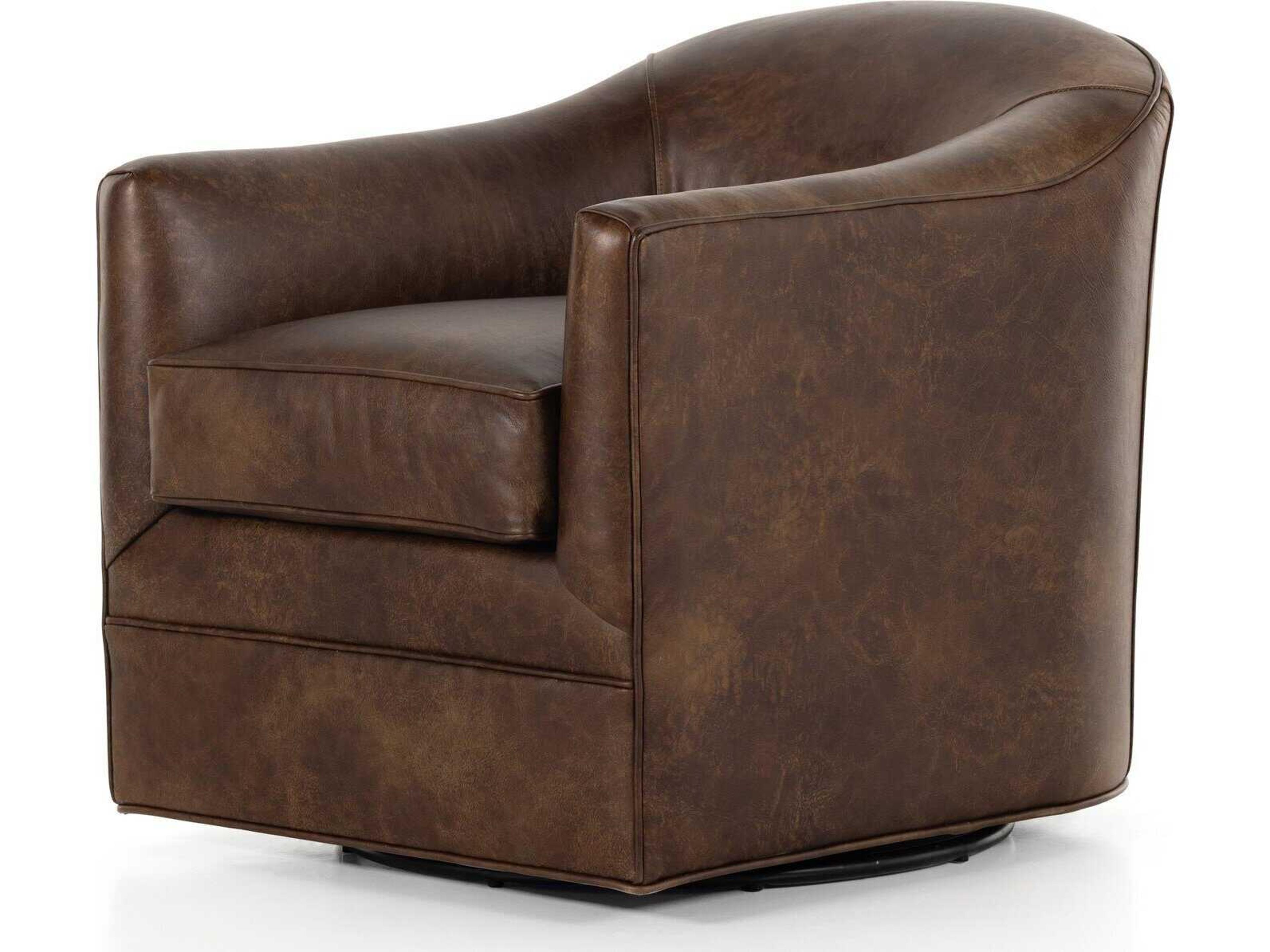 Four Hands Highland Quinton Arvada Cigar Leather Swivel Chair