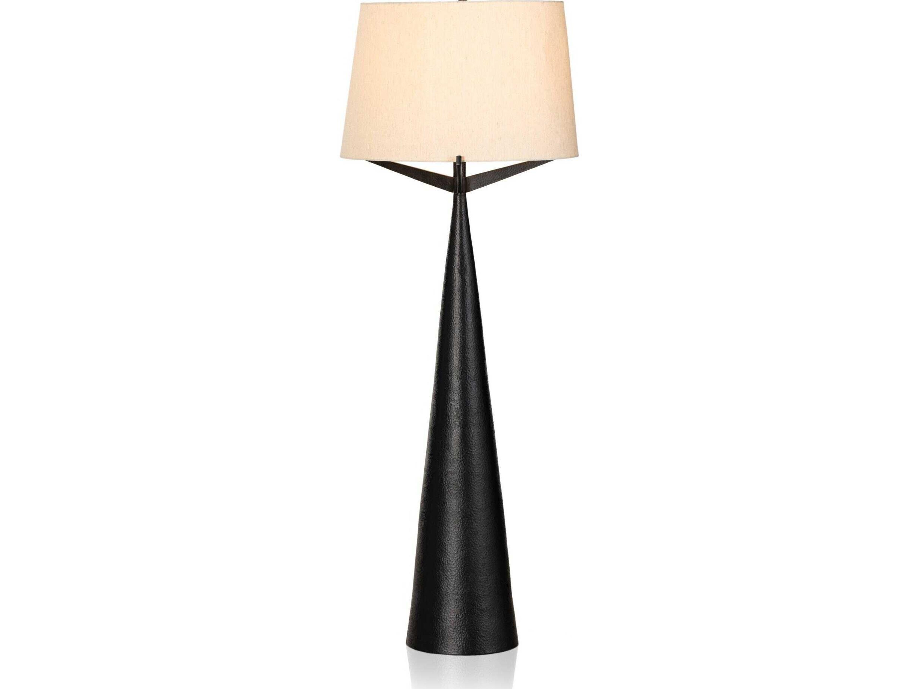 Four Hands Asher Ziggy Hammered Black Aluminum Floor Lamp