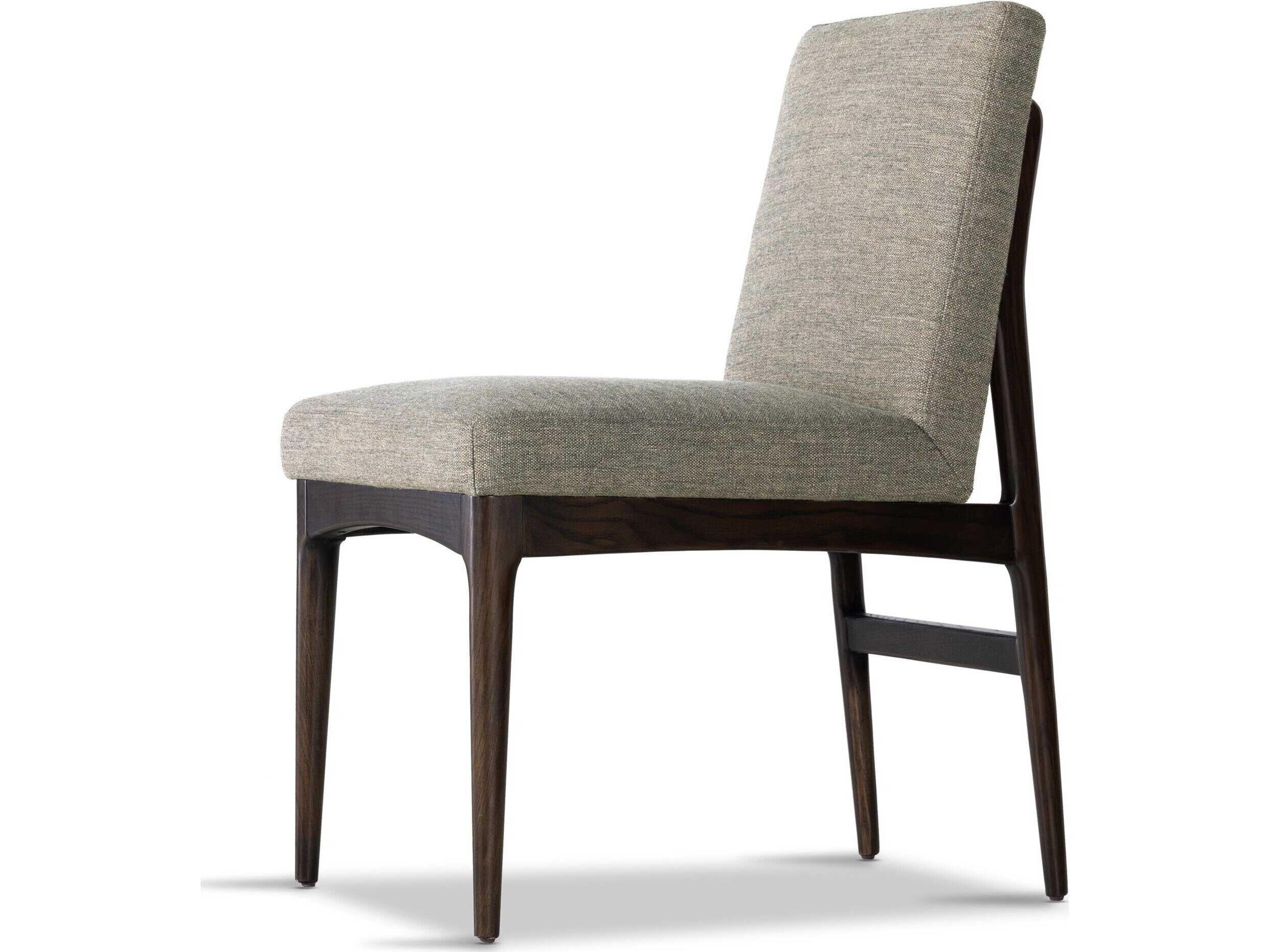 Four Hands Ashford Abida Solid Wood Gray Upholstered Side Dining Chair