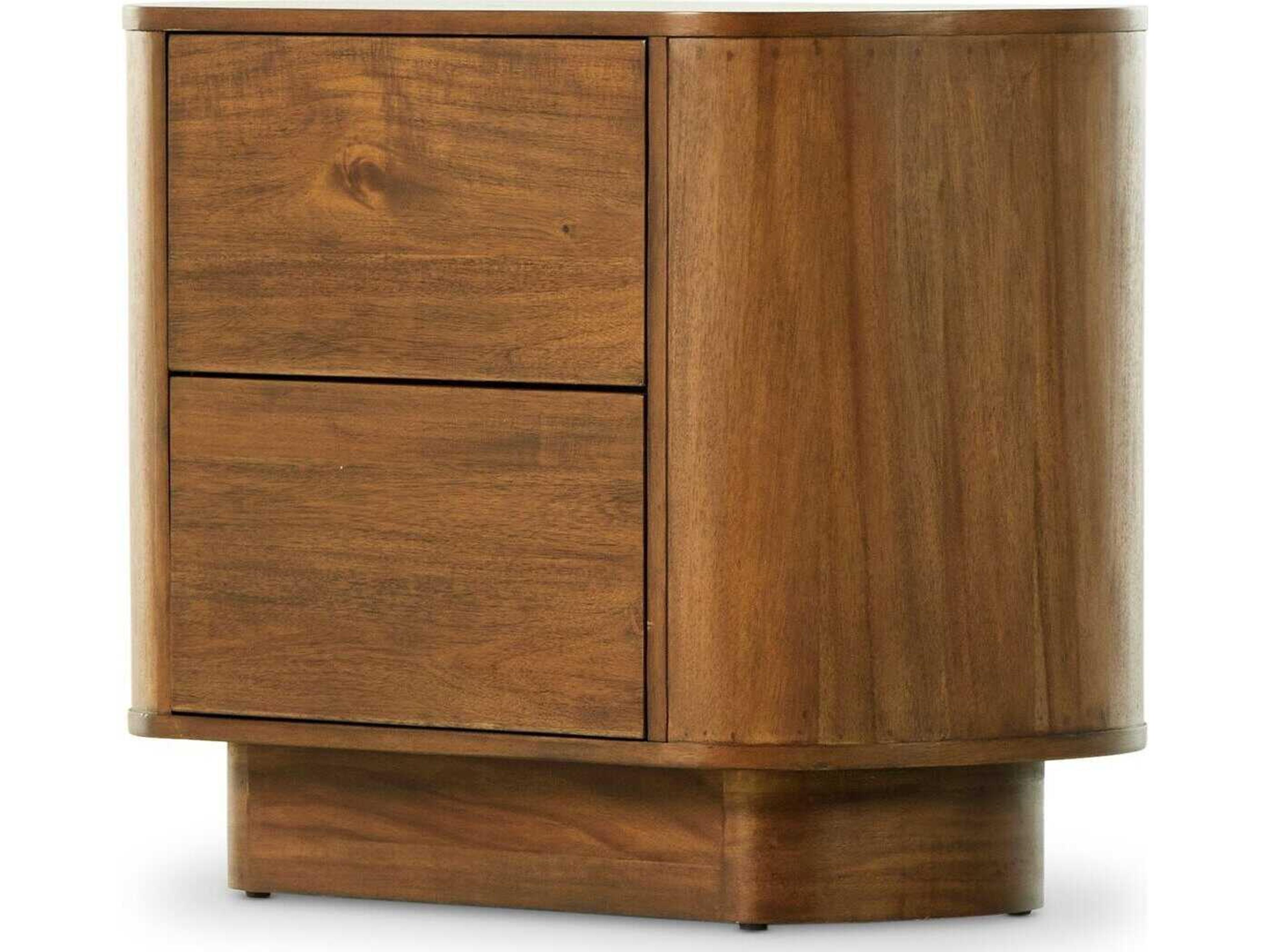 Haiden Paden 2-Drawers Brown Acacia Wood Nightstand