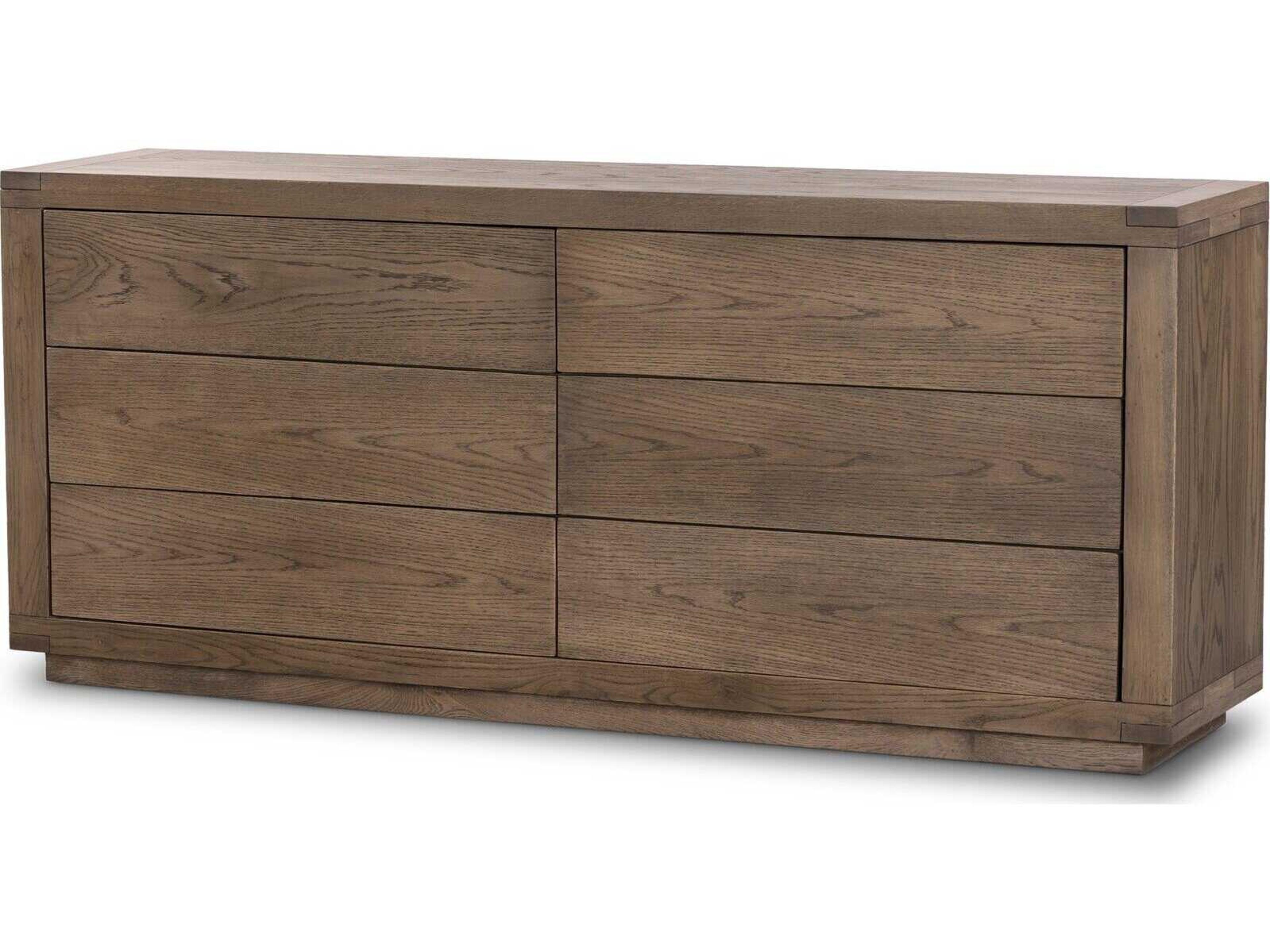 Four Hands Bennett 6-Drawers Brown Oak Wood Double Dresser