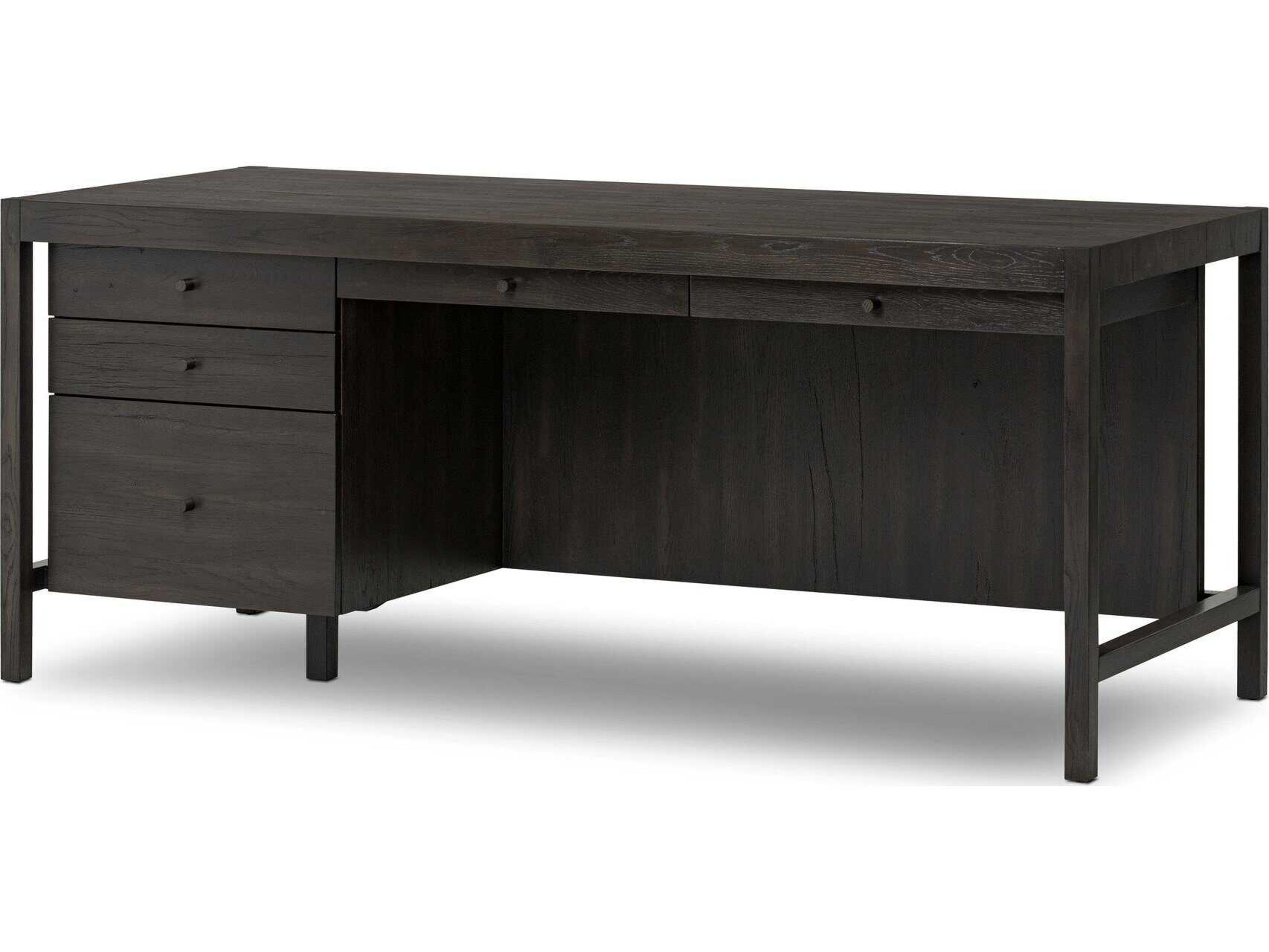 Four Hands Haiden Suspension Smoked Black Veneer Oak Wood Desk