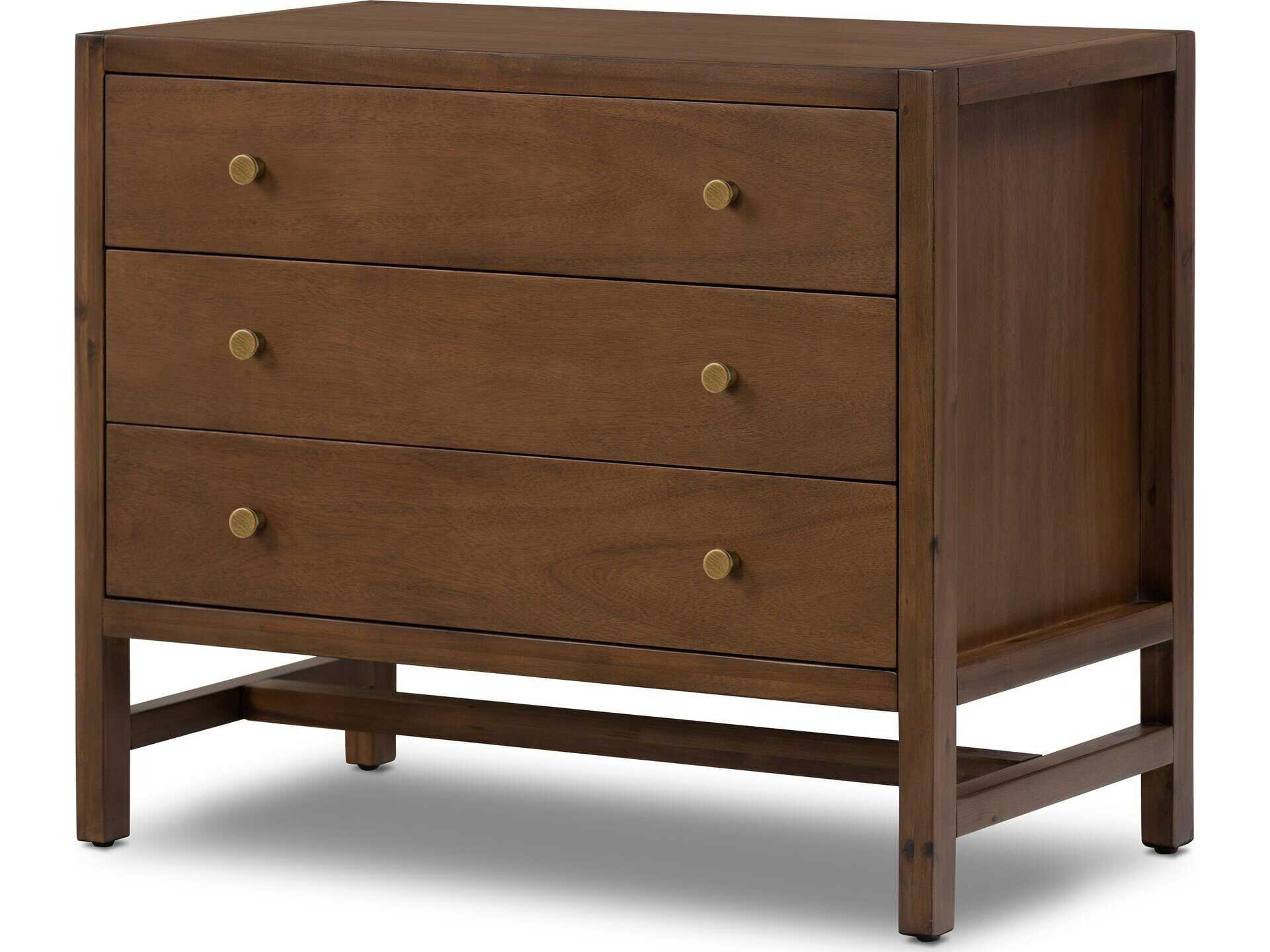 Four Hands Patten 3-Drawers Brown Acacia Wood Nightstand