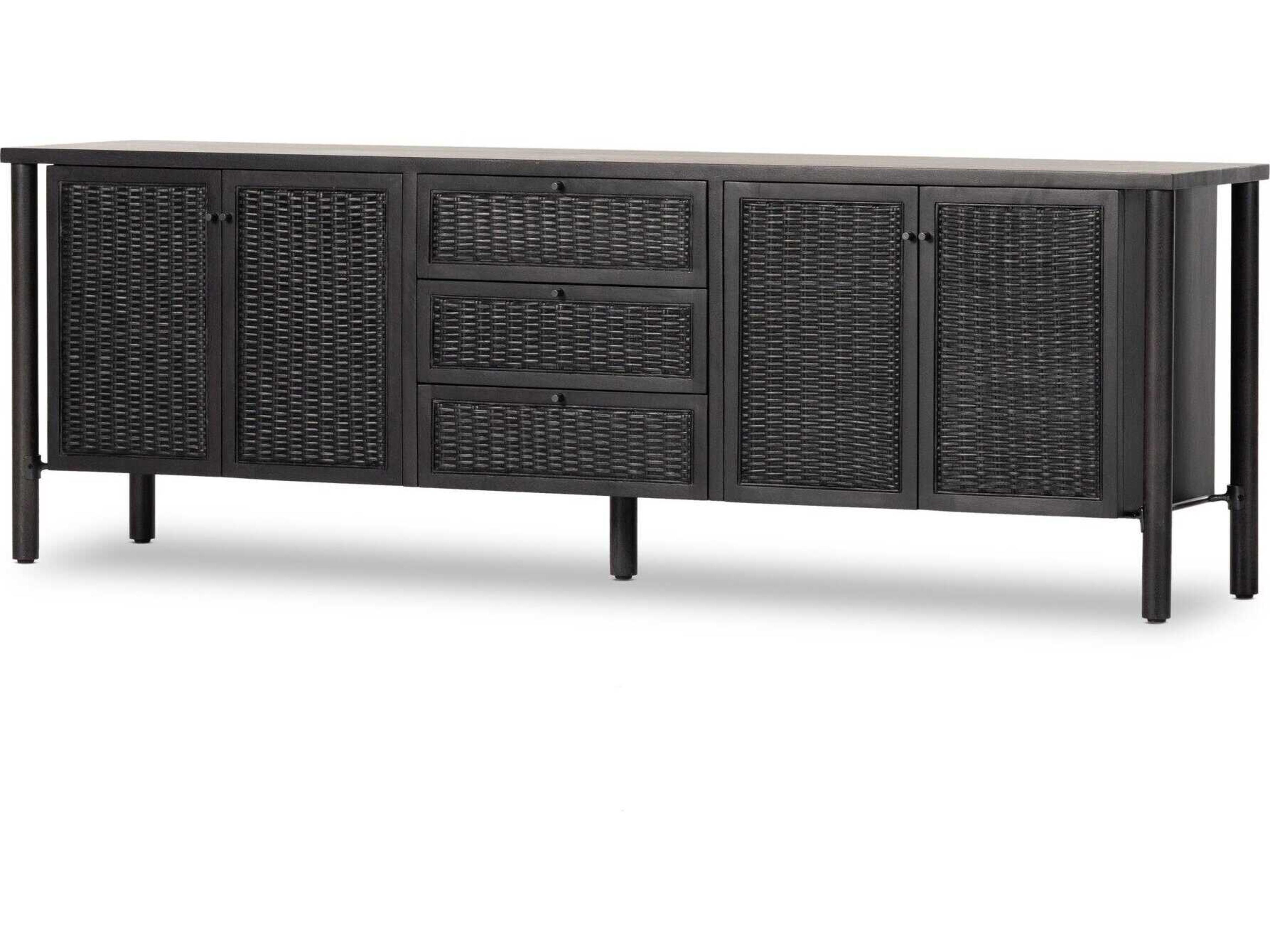 Four Hands Leighton Veta Black Cane  Media Console