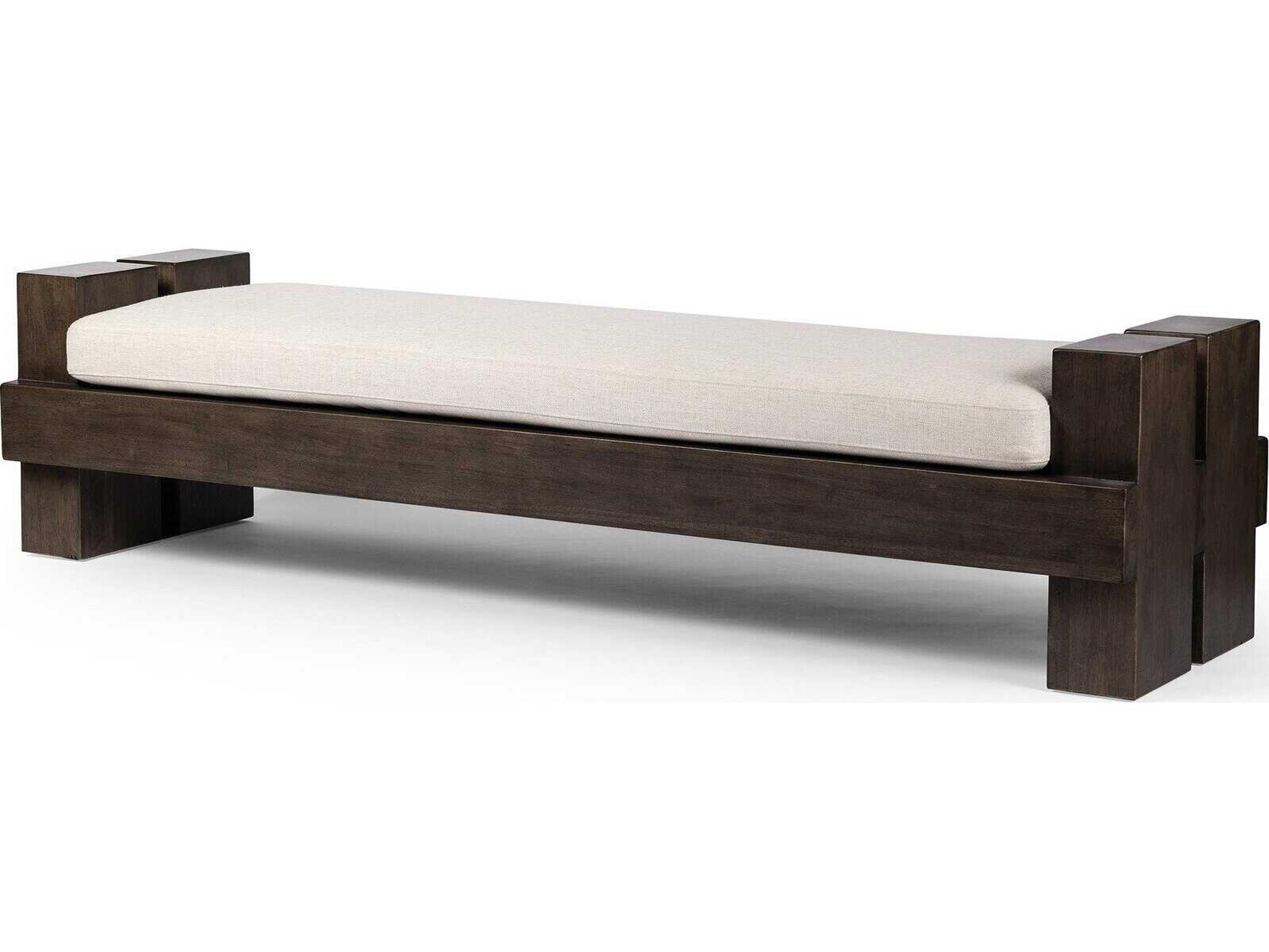 Four Hands Westgate Sienna Brown Alcala Cream Upholstered Accent Bench