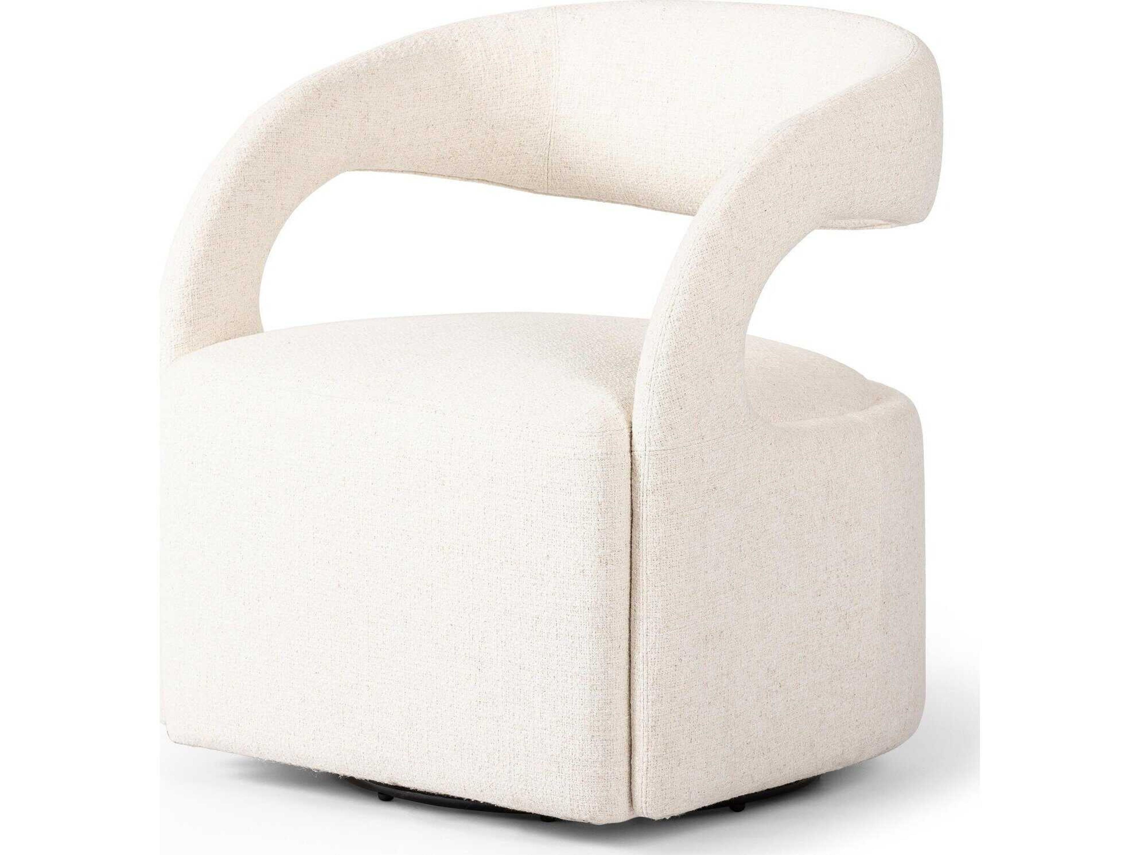 Four Hands Townsend Hawkins Swivel White Fabric Accent Chair