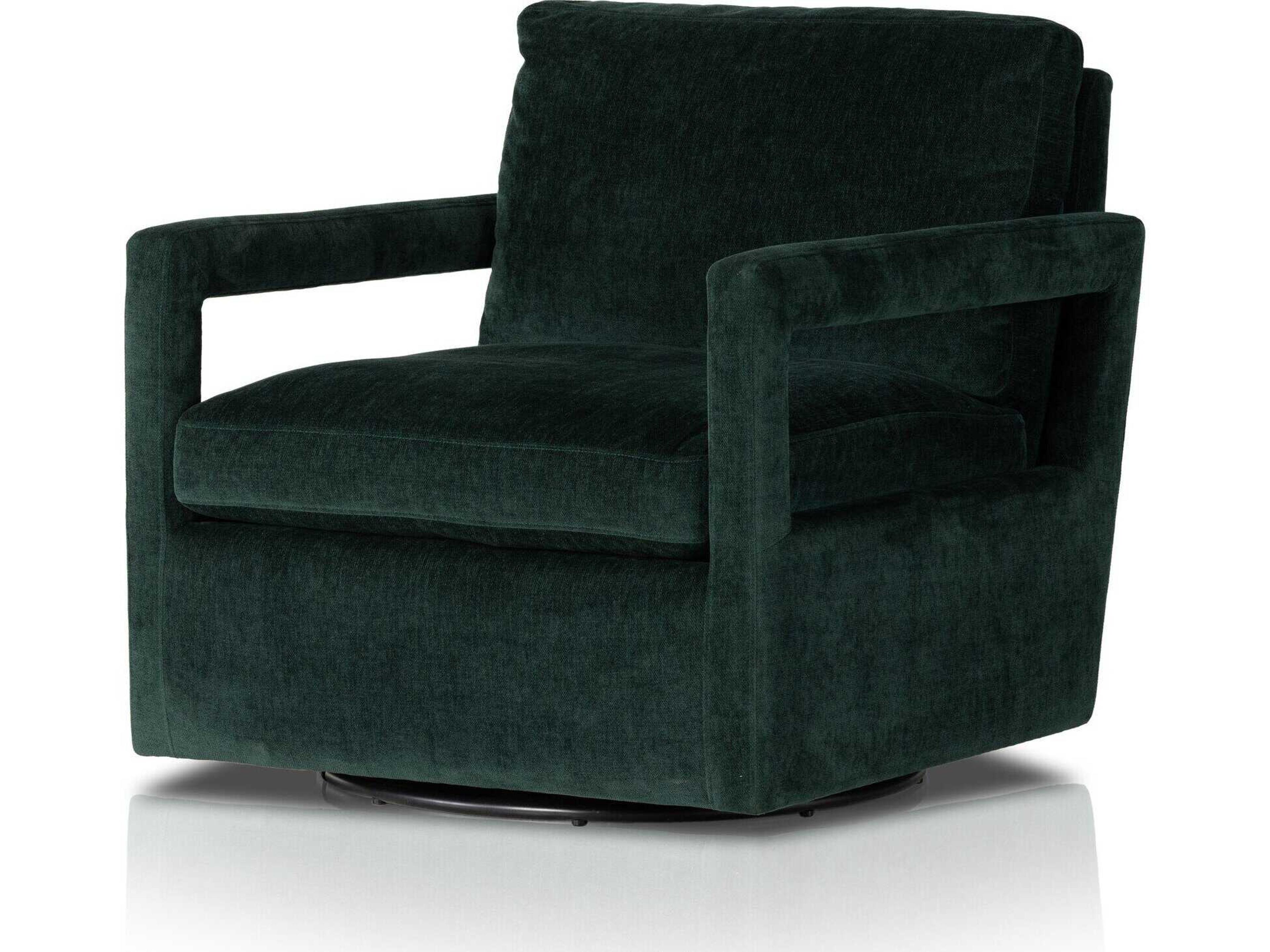 Four Hands Grayson Olson Emerald Worn Velvet  Swivel Chair