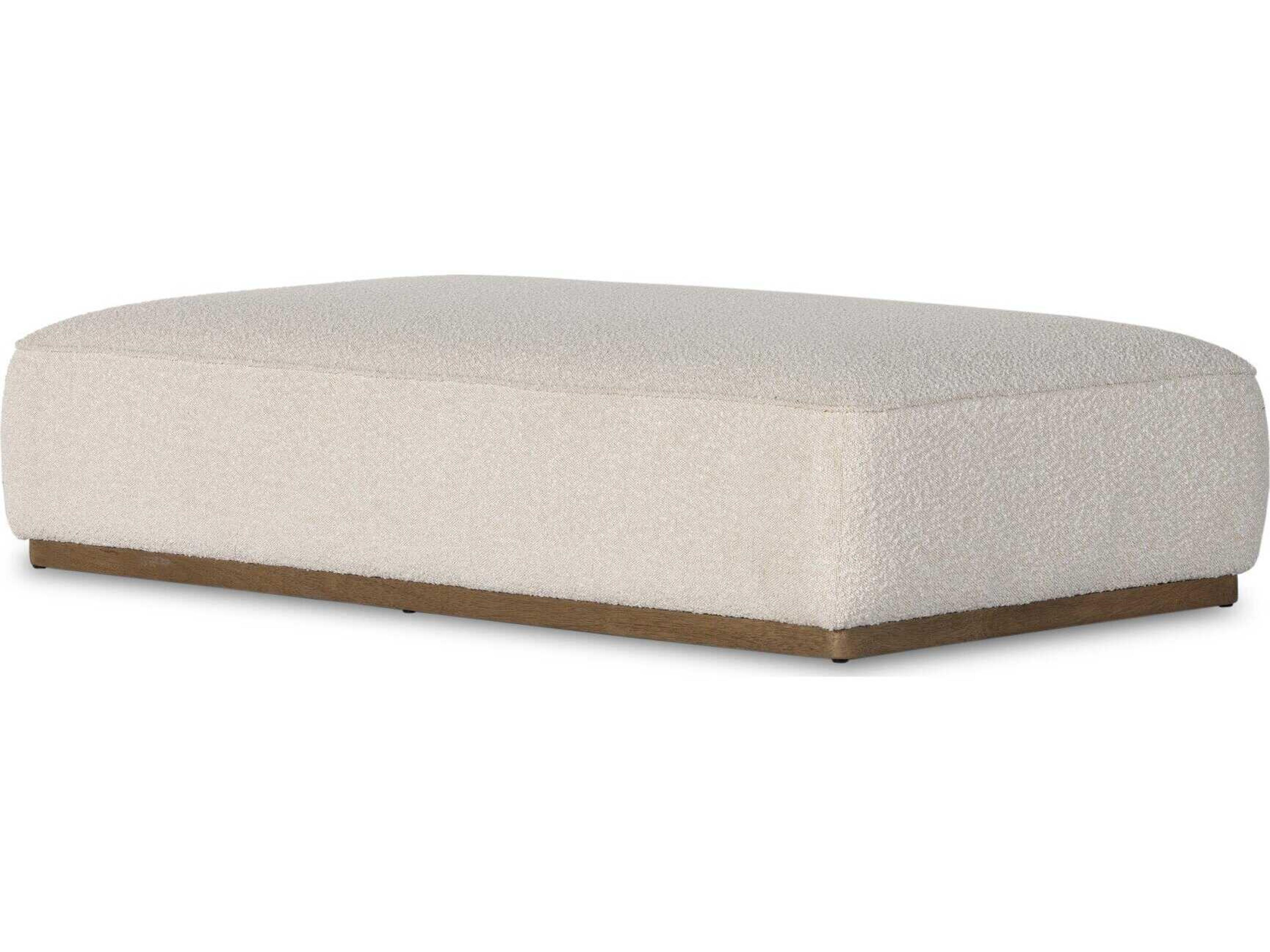 Four Hands Westgate Sinclair Distressed Natural Knoll Beige Upholstered Ottoman