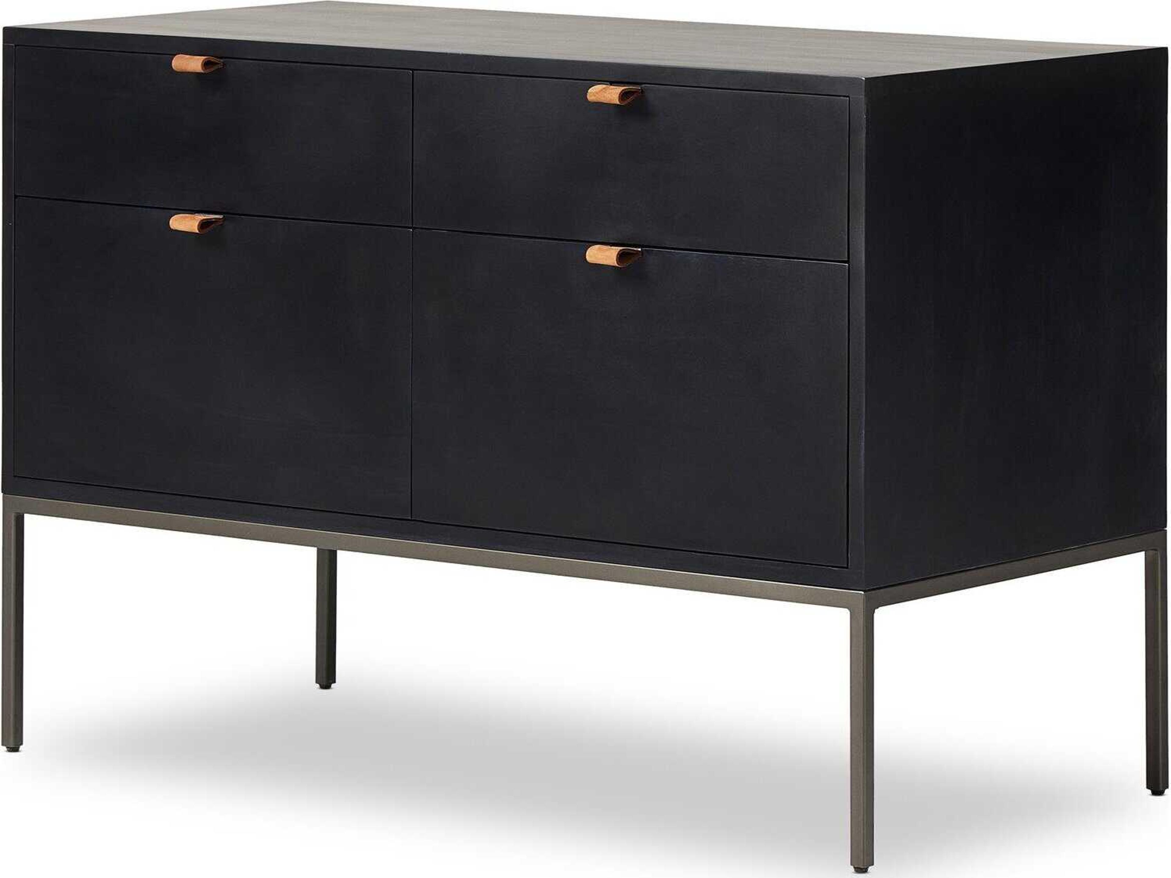 Four Hands Fulton Trey Black Wash Poplar  Modular Filing Cabinet