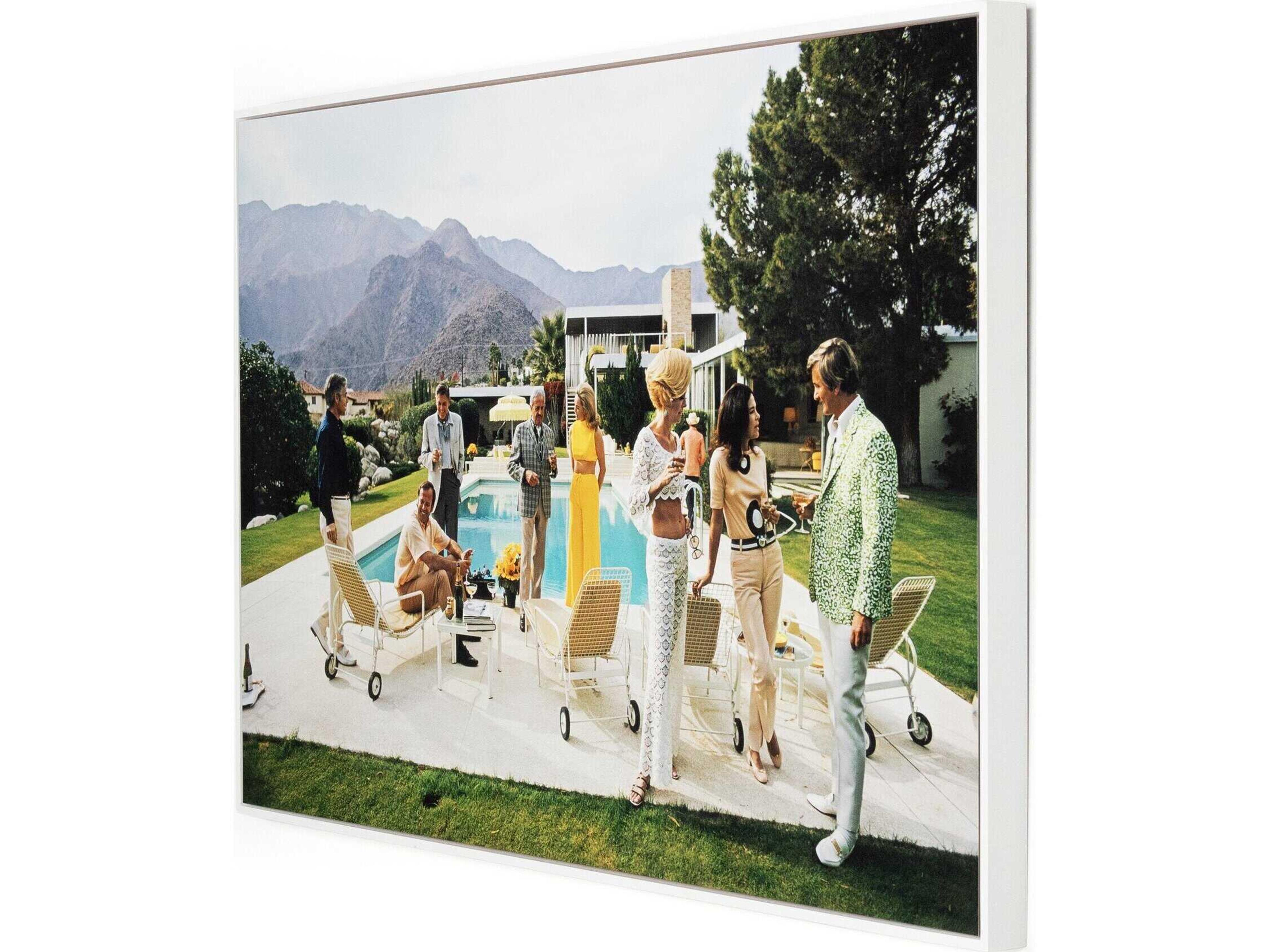 Four Hands Art Studio Palm Springs Party by Slim Aarons White Maple Floater  Canvas Wall Art